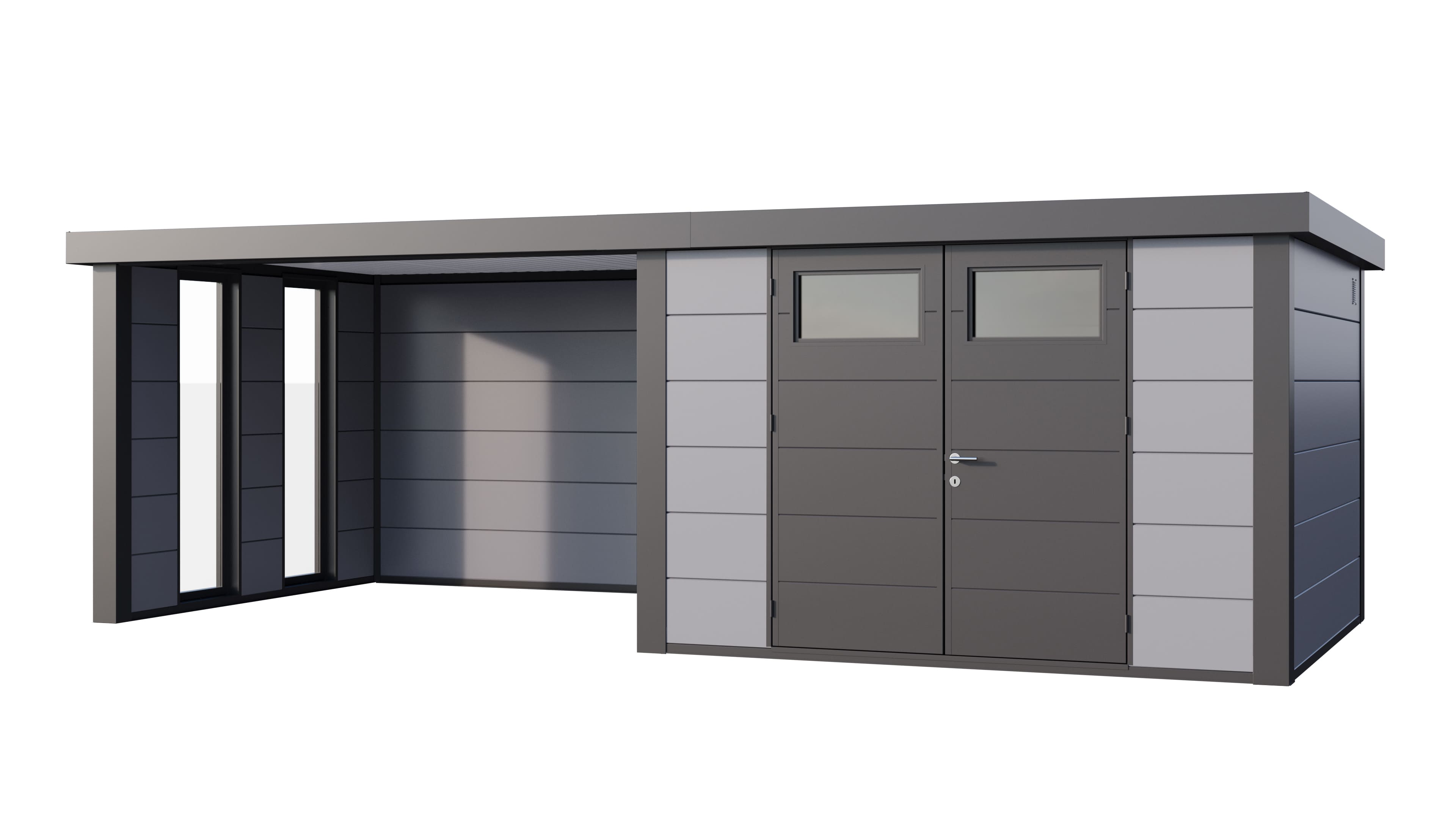 Telluria Classico 3030 tuinhuis inclusief dichte lounge - 642 x 298 cm - lichtgrijs/antraciet