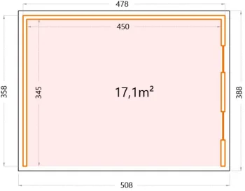 Telluria Singolo 4836 tuinhuis - 478 x 358 cm - wit - ramen rechts - inclusief elektriciteitskit en verlichting