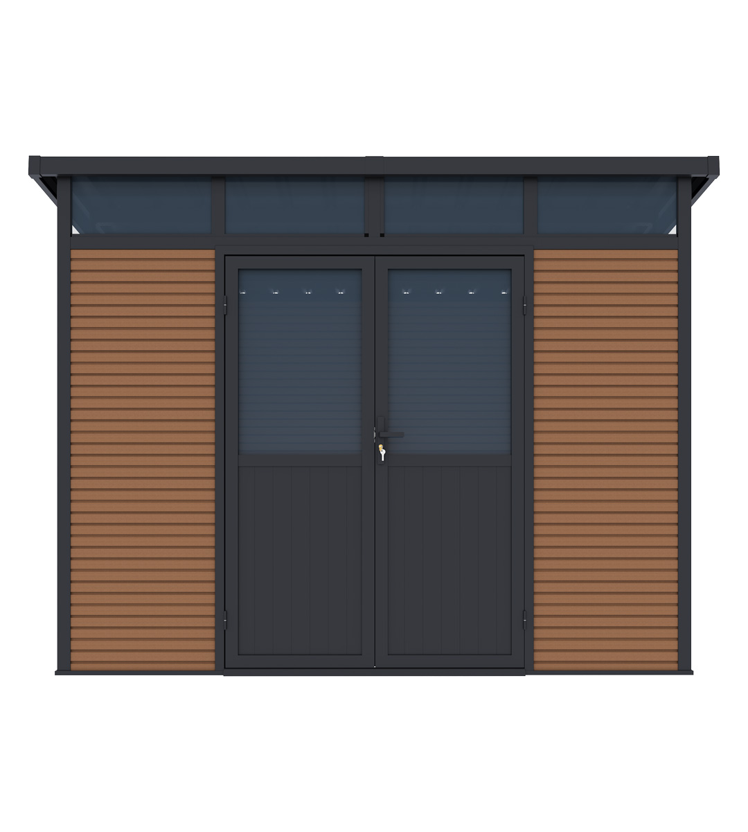 Orion tuinhuis - WPC & Aluminium - 278x218 cm - Antraciet / Wood