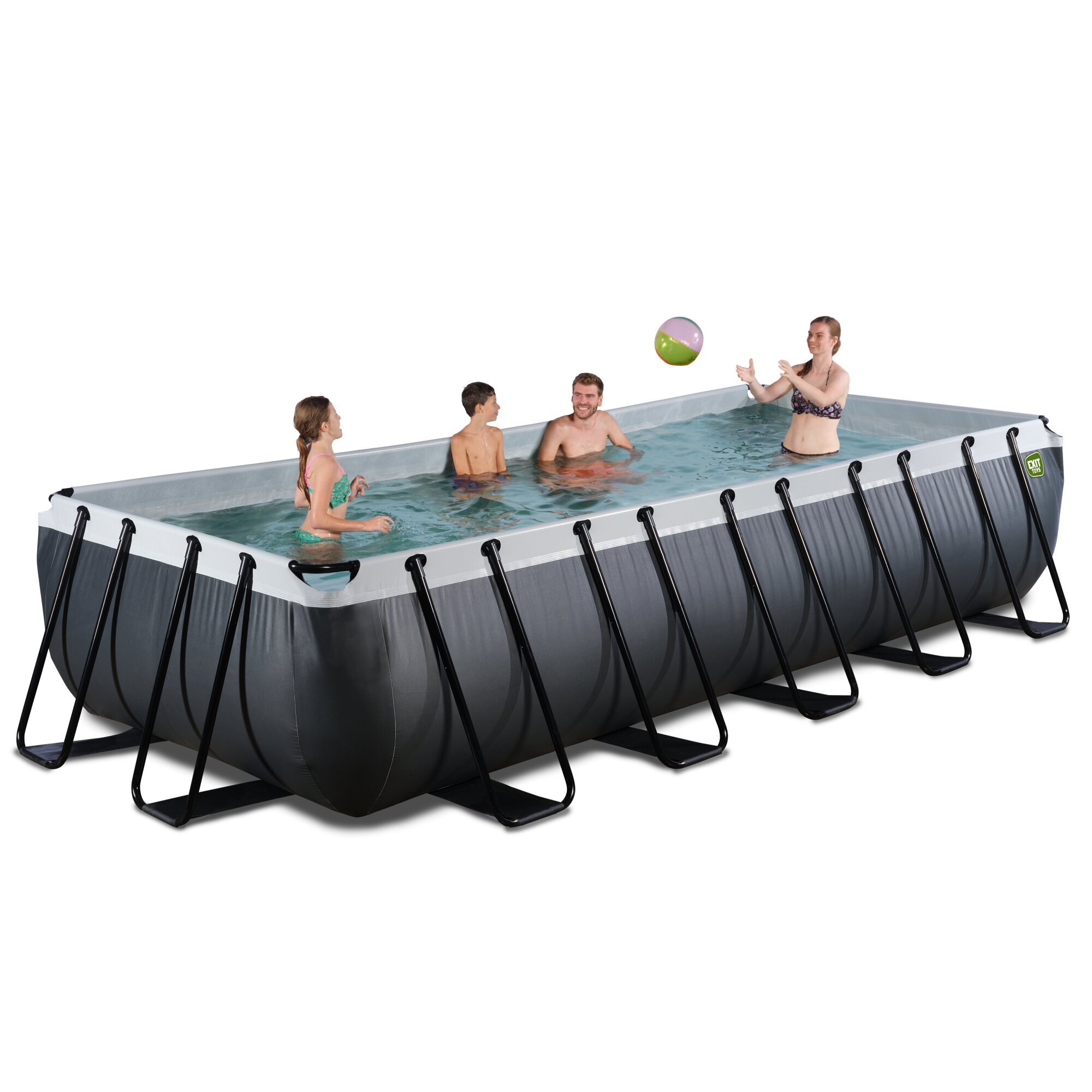 EXIT Black Leather zwembad 540 x 250 x 100 cm met zandfilterpomp en trap EXIT Black Leather zwembad 540 x 250 x 100 cm met zandfilterpomp en trap