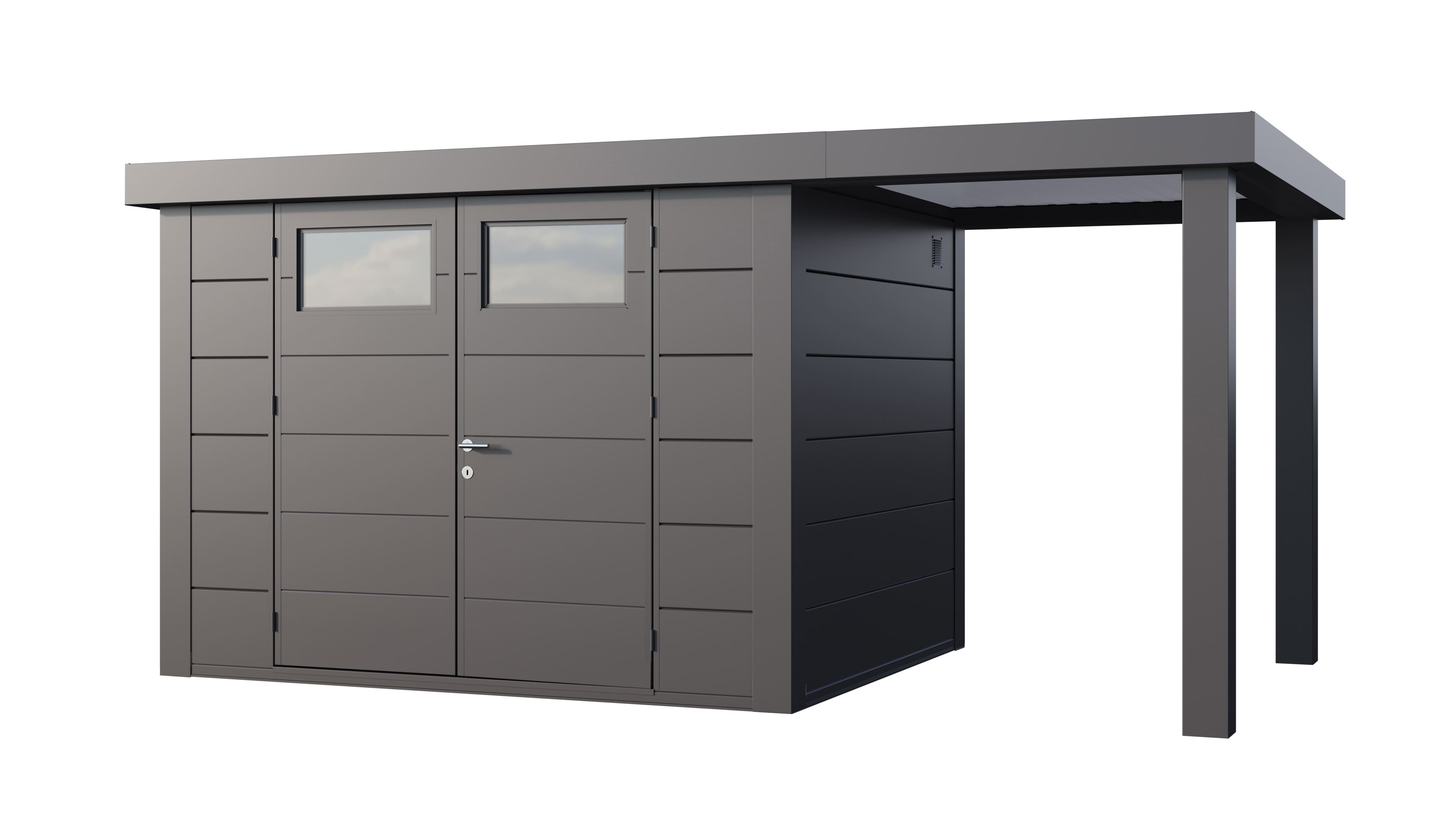 Telluria Classico 3024 tuinhuis inclusief open lounge - 466 x 238 cm - antraciet