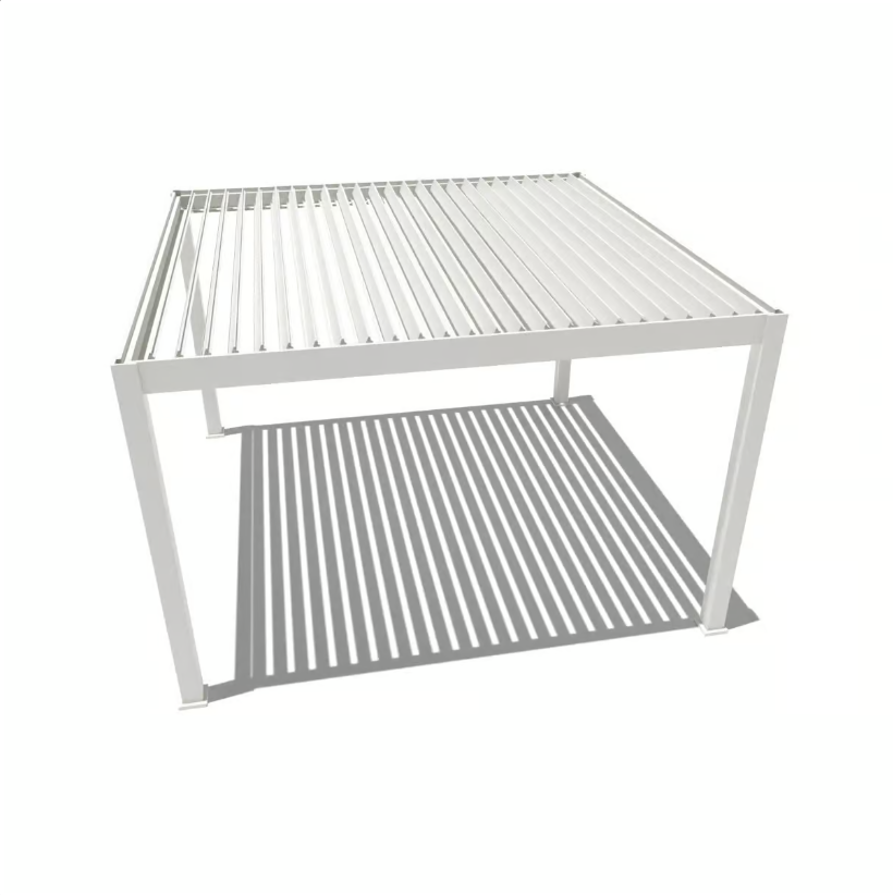 Orion Premium overkapping - E-LED - 400x400 cm - Wit - met elektrisch lamellendak en LED