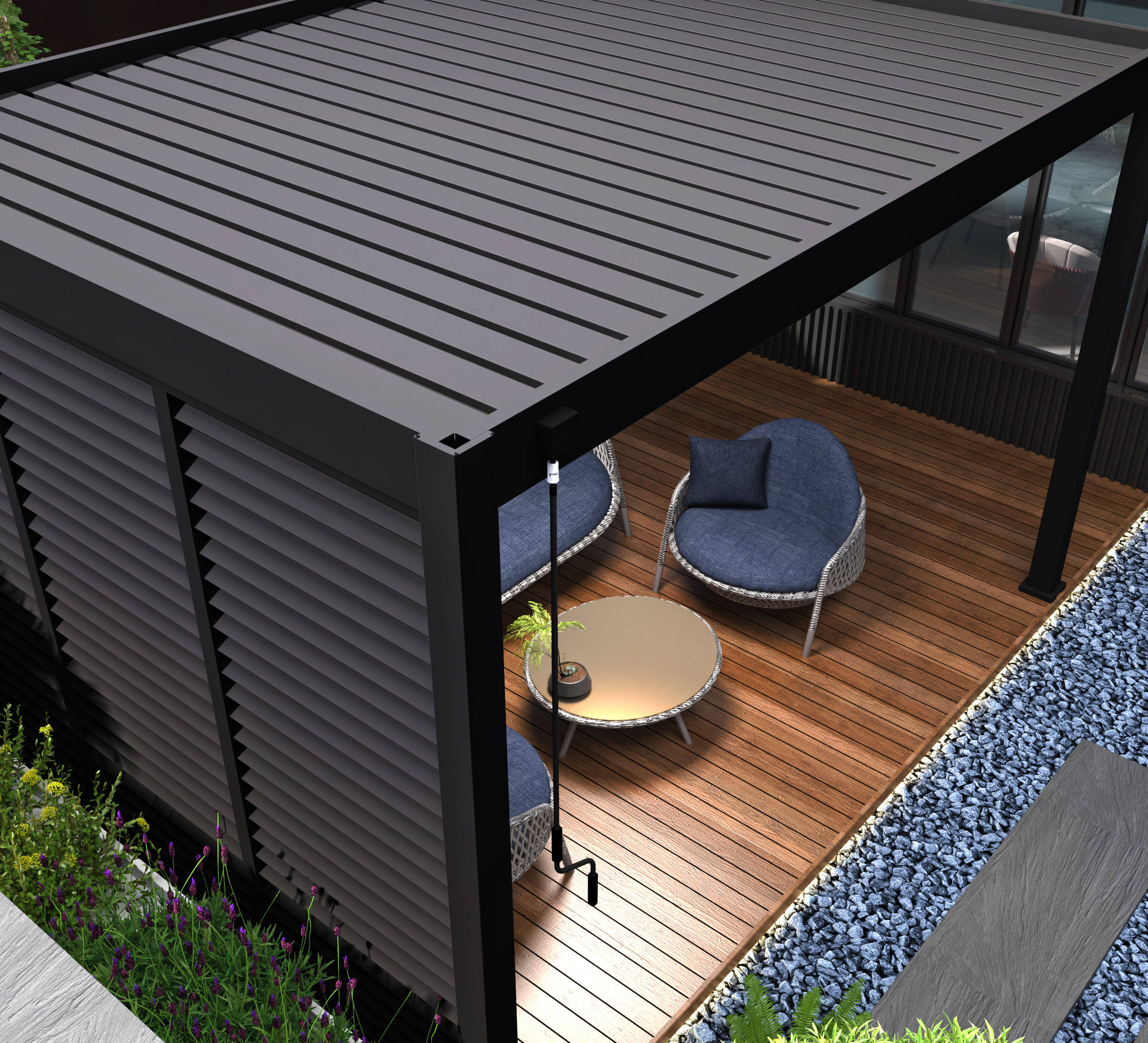 Orion shutterpaneel - Kantelbaar - Horizontaal - 123 cm - Voor 4 meter zijkant - Antraciet