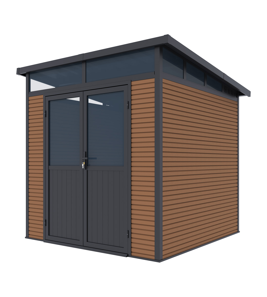 Orion tuinhuis - WPC & Aluminium - 218x218 cm - Antraciet / Wood