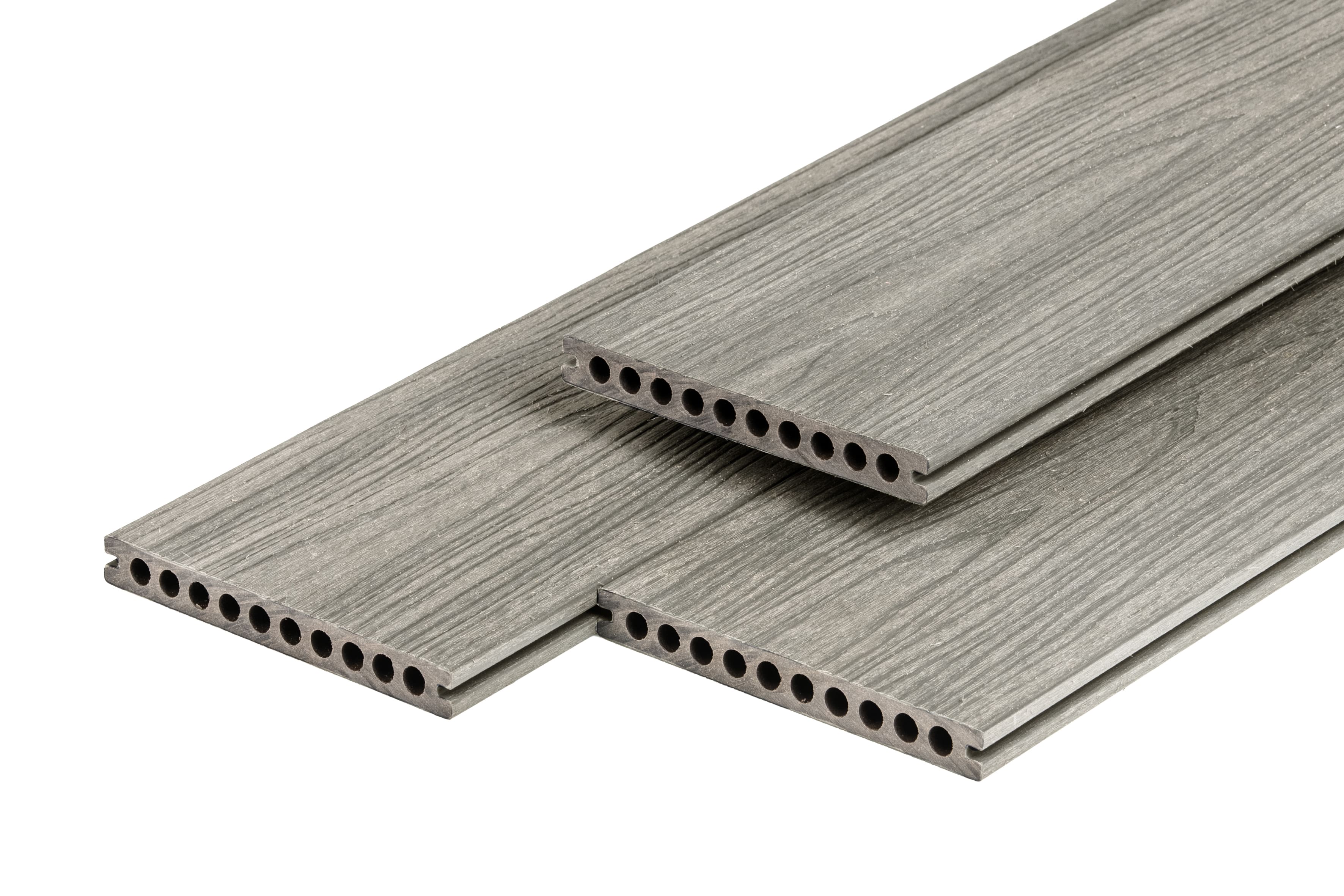 PuraShield vlonderplank composiet - 500 cm - Semi-massief - Voor clips - 21 cm breed - Lichtgrijs