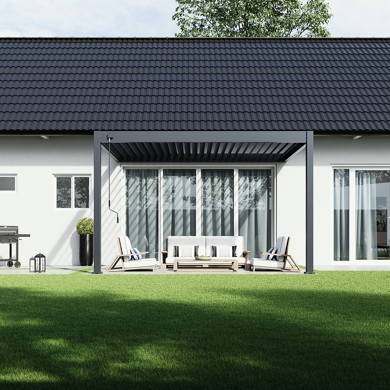 Orion Deluxe overkapping - Muurbevestiging - 300x400 cm - Antraciet