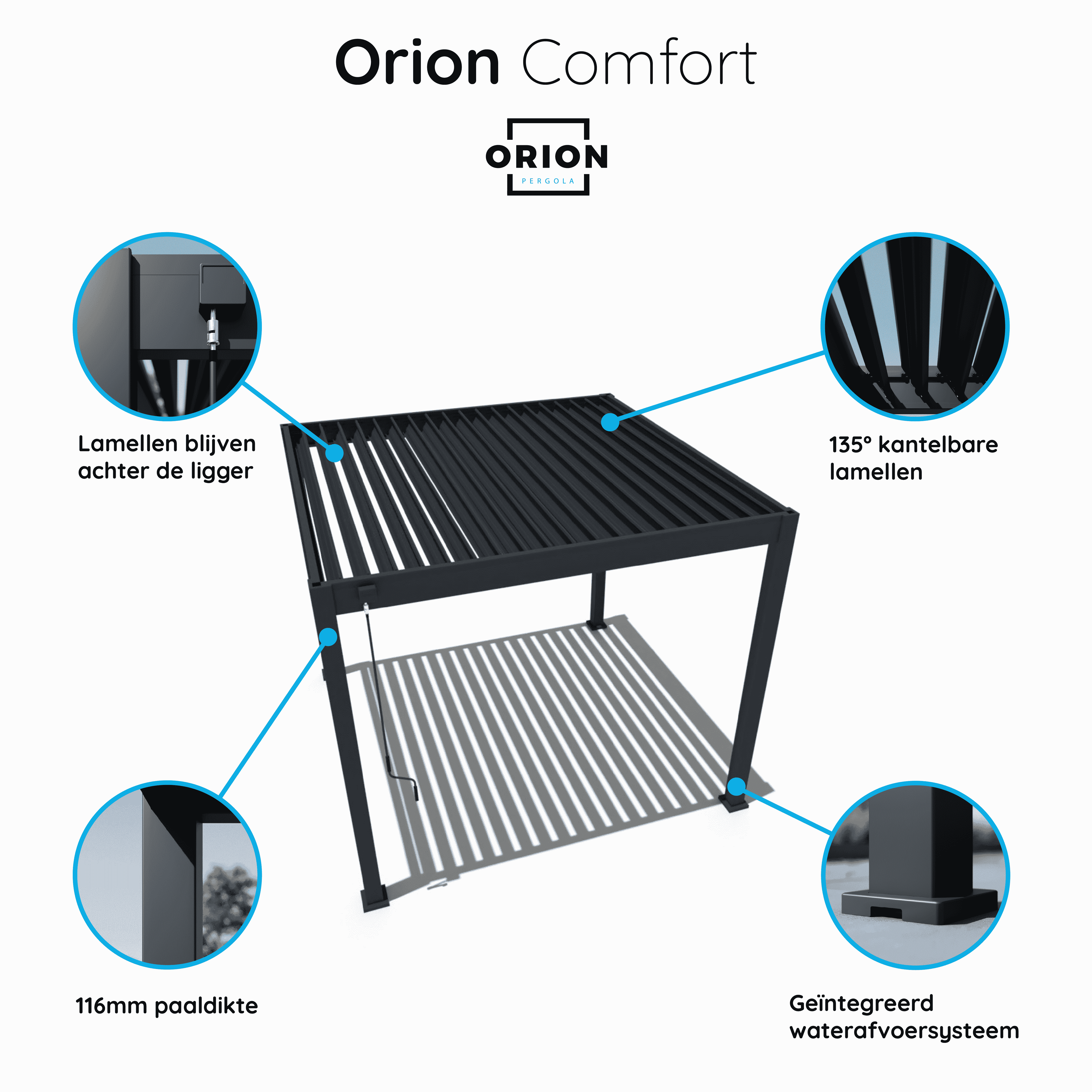 Orion Comfort overkapping - 300x360 cm - Antraciet