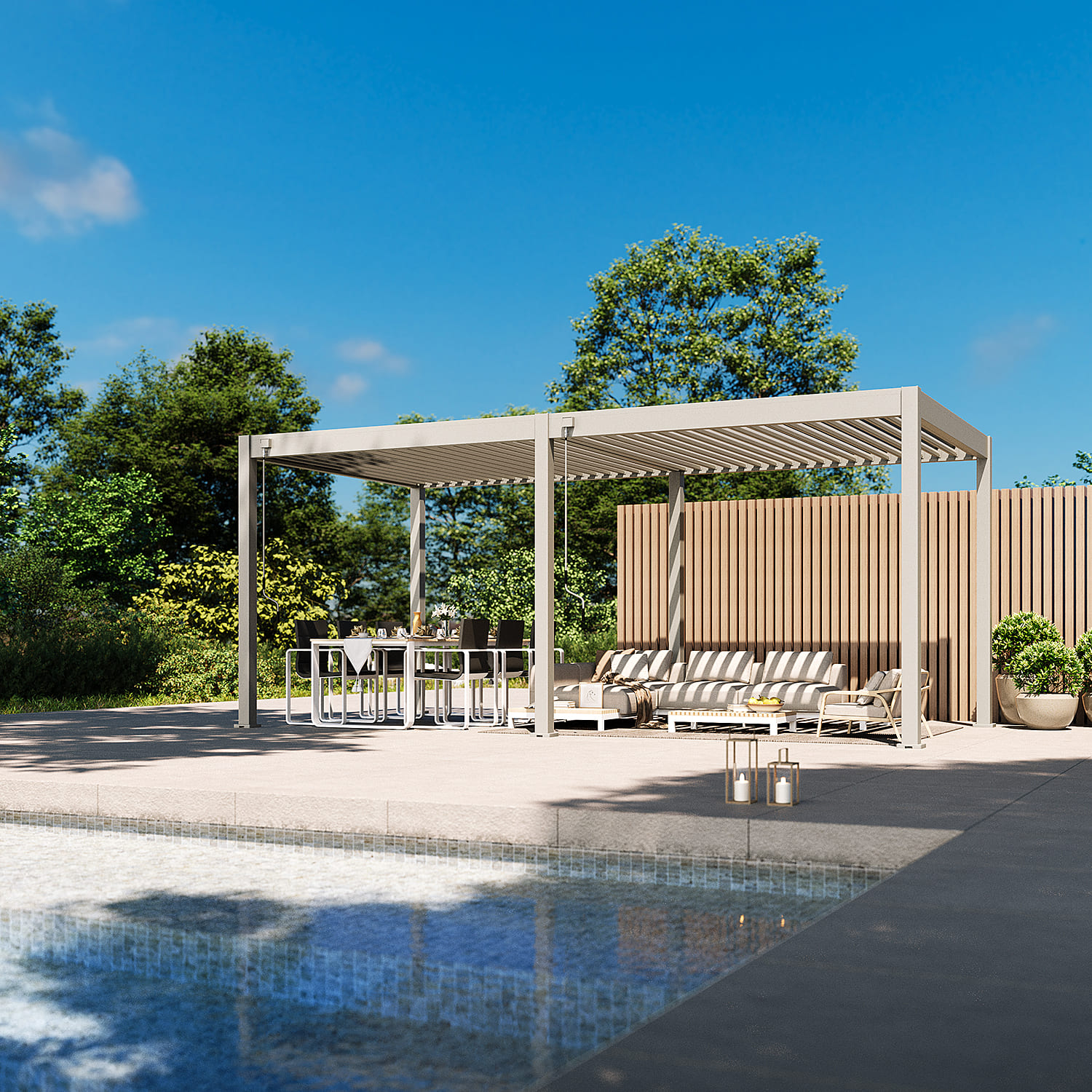 Orion comfort overkapping - 300x600 cm - Kiezelgrijs