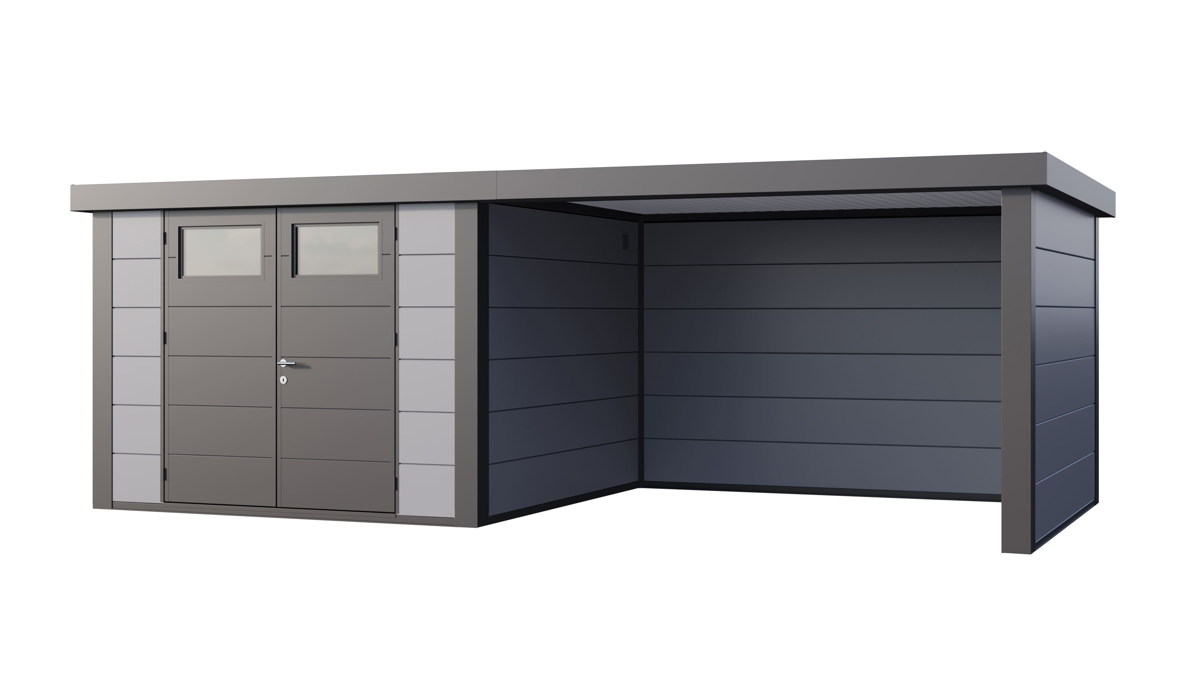 Telluria Classico 3030 tuinhuis inclusief dichte lounge - 642 x 298 cm - lichtgrijs/antraciet