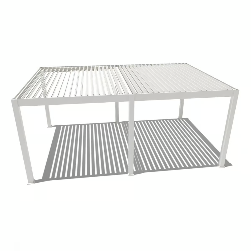 Orion Premium overkapping - E-LED - 400x600 cm - Wit - met elektrisch lamellendak en LED 