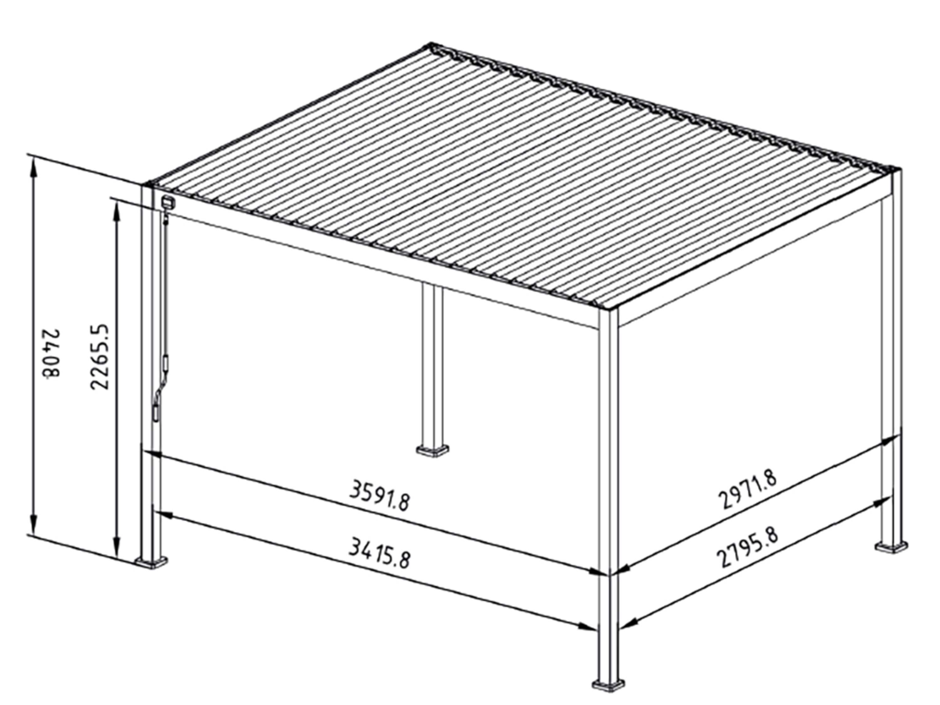 Mirador Basic overkapping - 300x360cm - Antraciet
