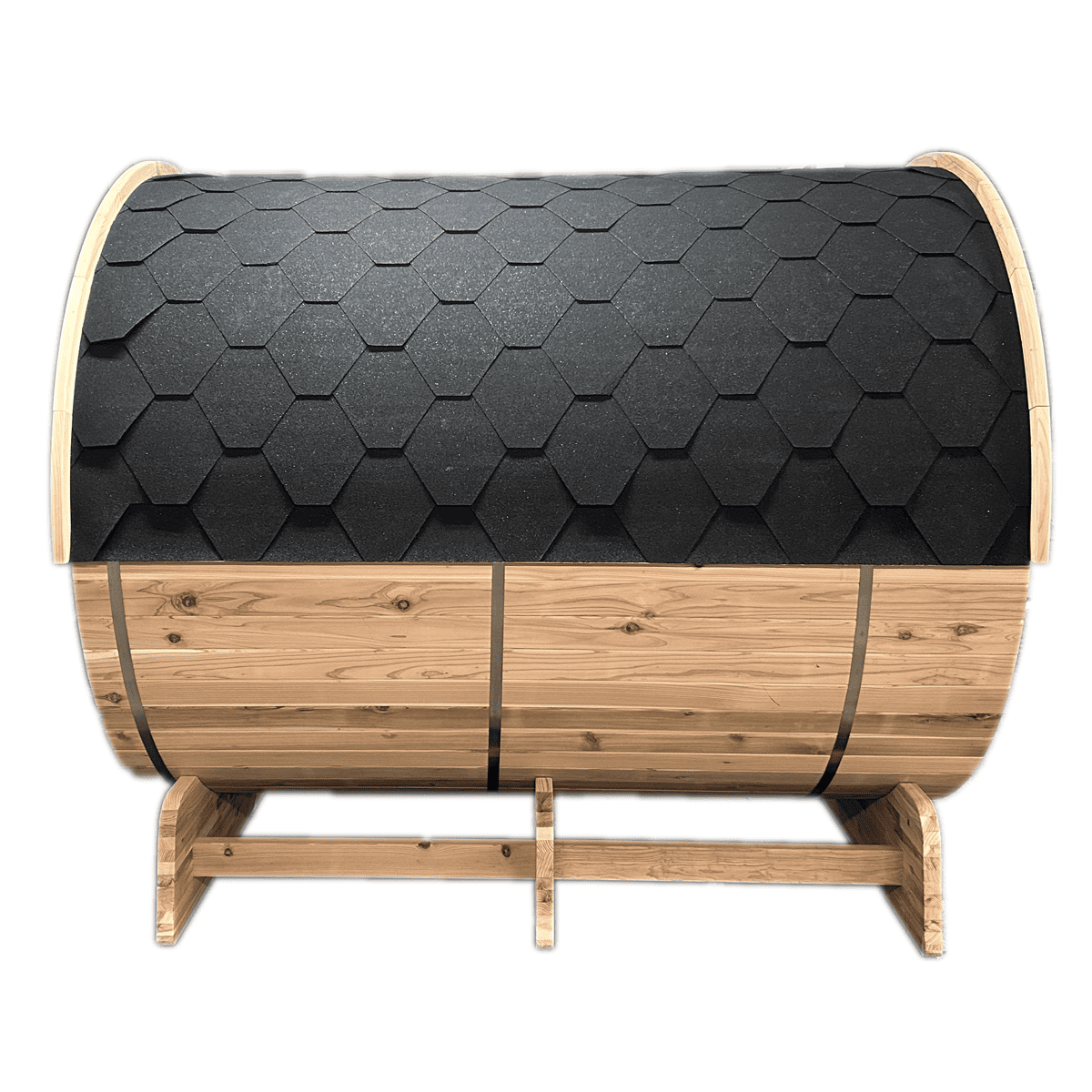Novum Barrelsauna TR300 (half glas achterwand) - Zespersoons sauna - 300 cm lengte - Rustic Red Cedar Novum Barrelsauna TR300 (half glas achterwand) - Zespersoons sauna - 300 cm lengte - Rustic Red Cedar