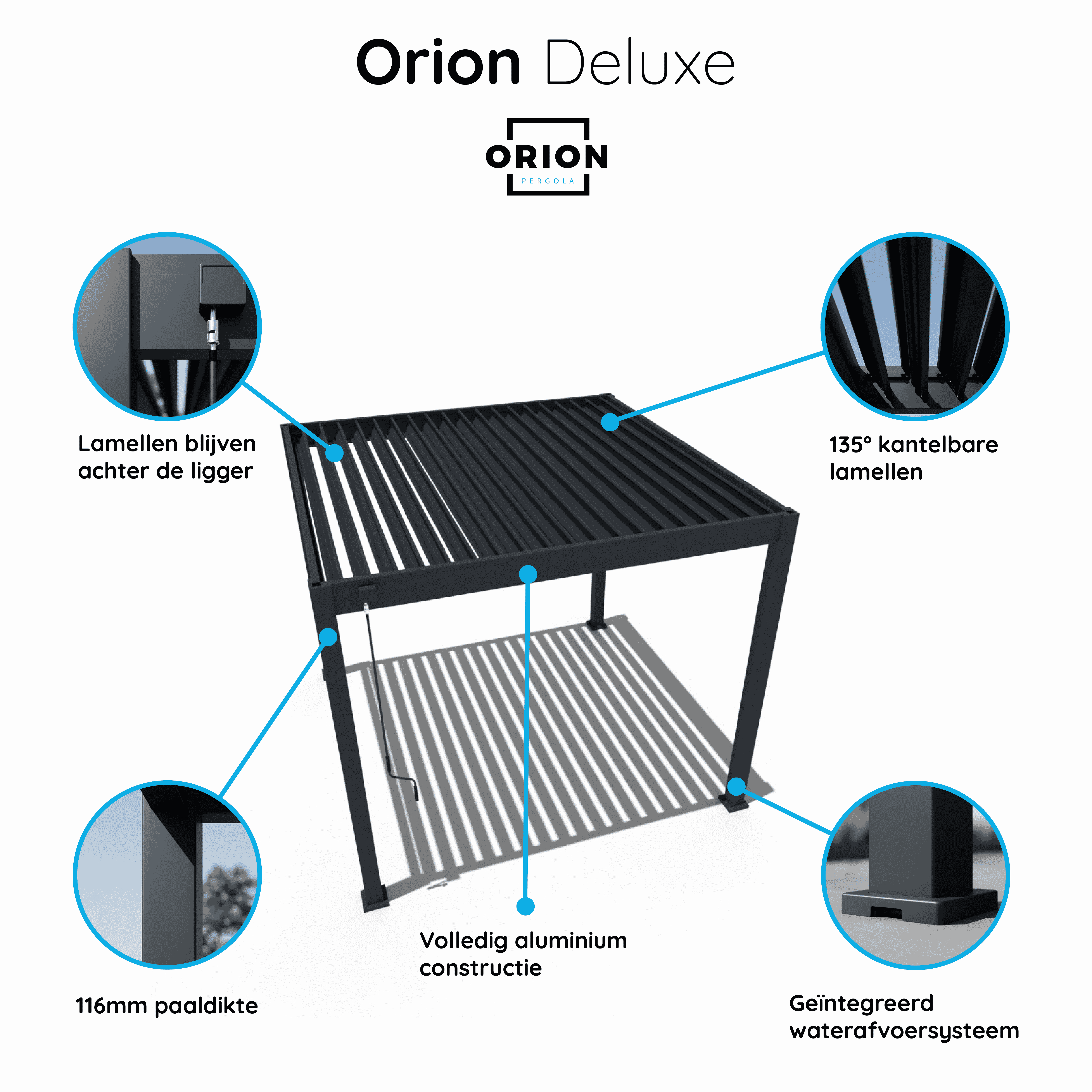 Orion Deluxe overkapping - 360x400 cm - Antraciet