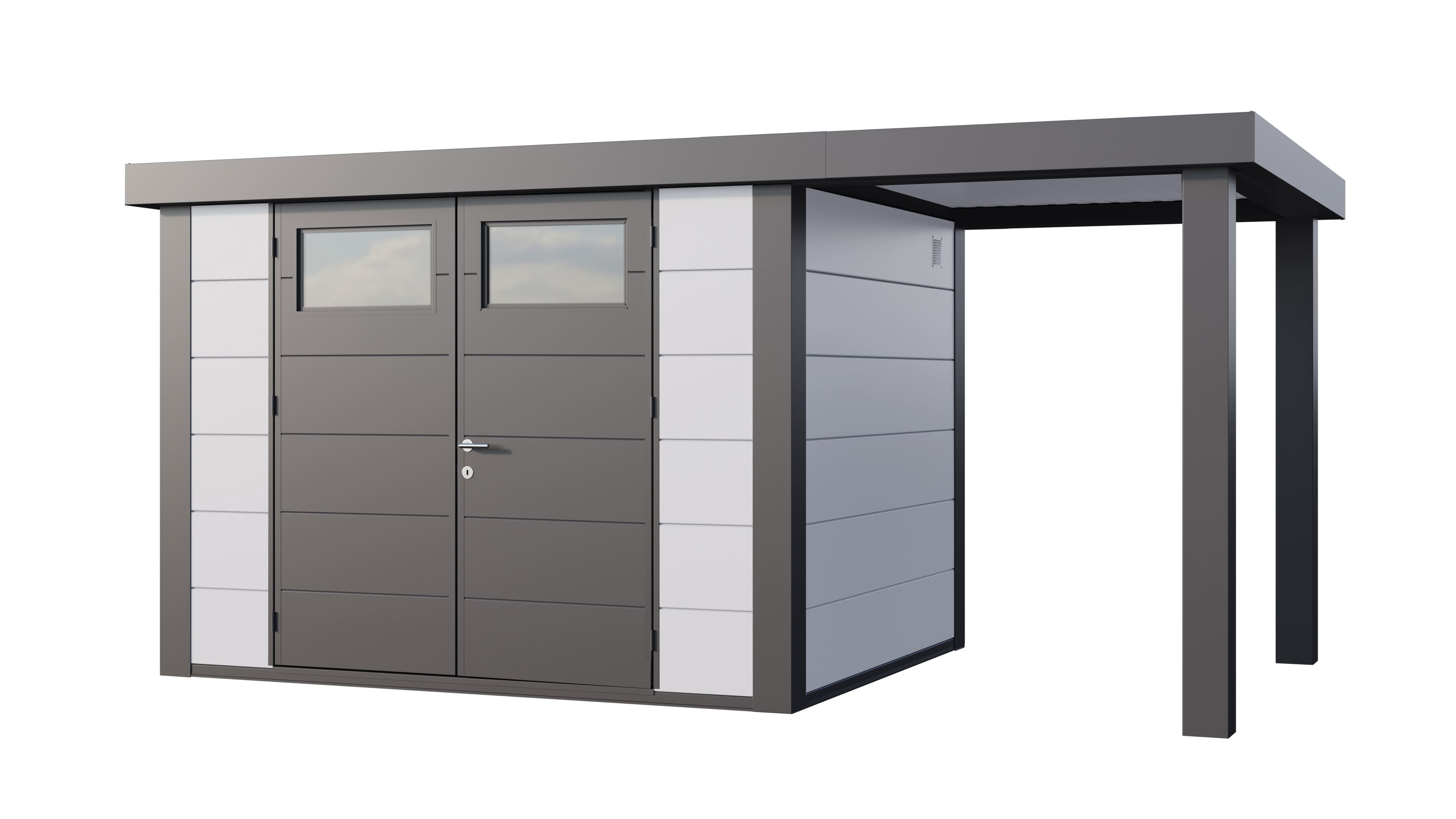 Telluria Classico 3024 tuinhuis inclusief open lounge - 466 x 238 cm - wit/antraciet