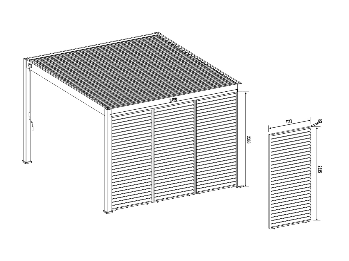 Orion shutterpaneel - Kantelbaar - Horizontaal - 113 cm - Voor 3,6 meter zijkant - Antraciet/wood
