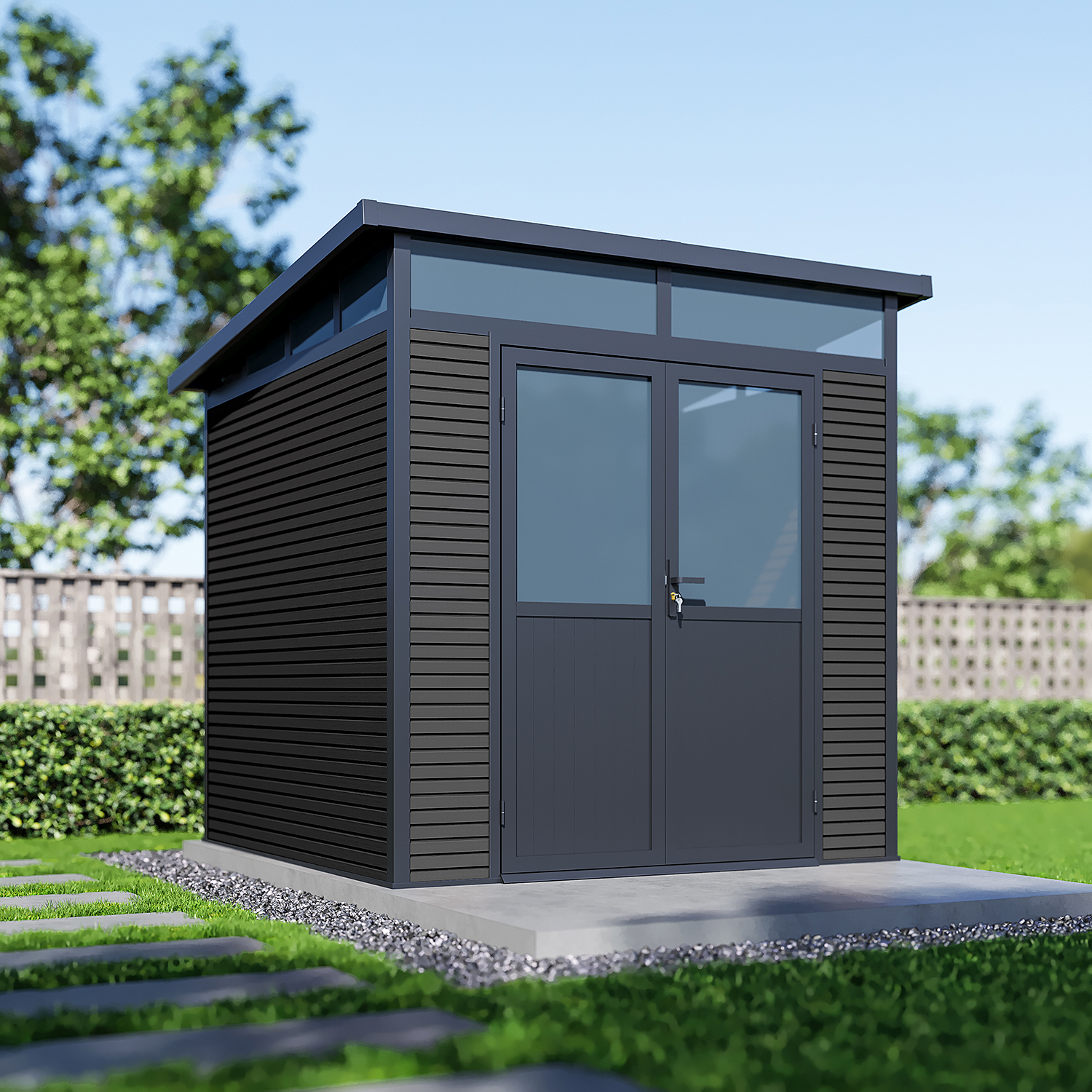 Orion tuinhuis - WPC & Aluminium - 218x218 cm - Antraciet