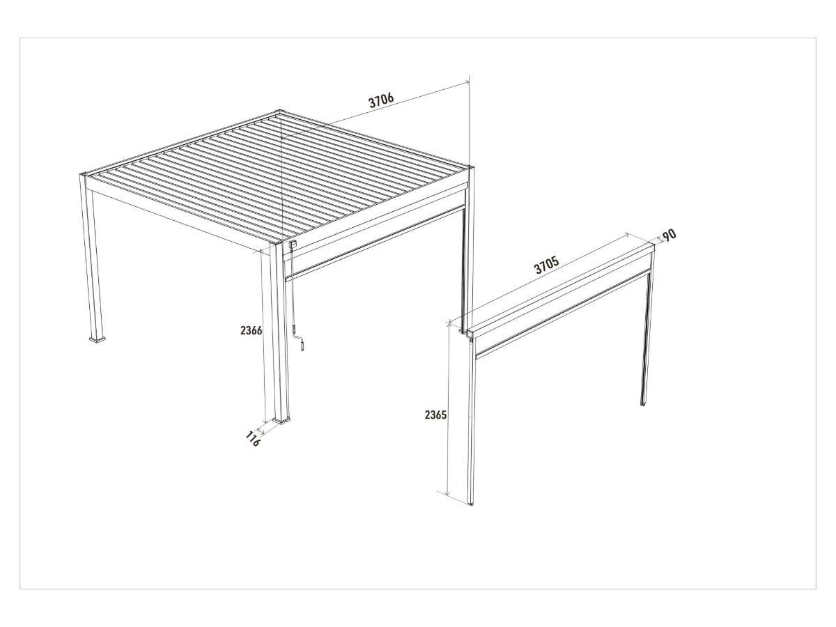 Orion windscherm - 400 cm - Kiezelgrijs