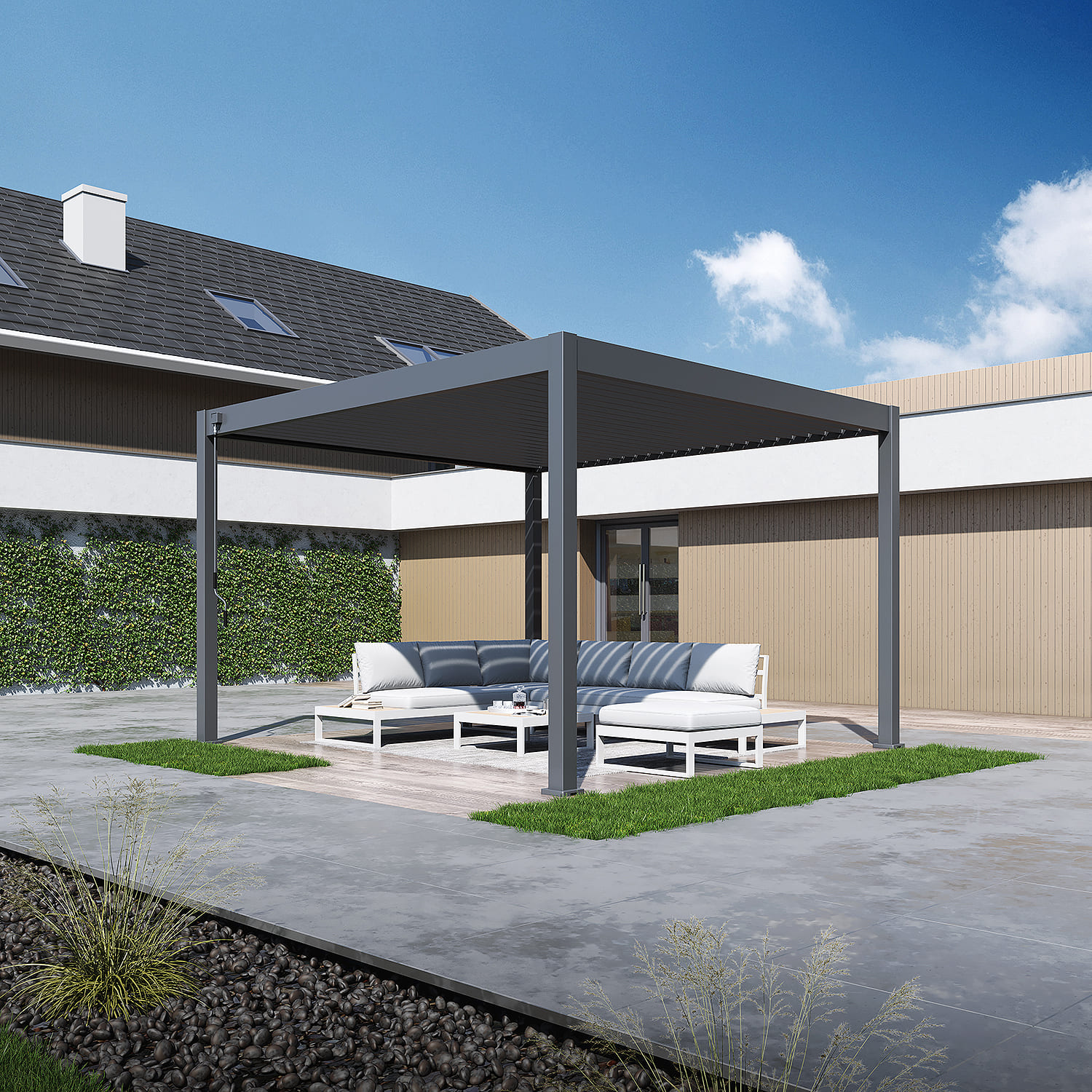 Orion Deluxe overkapping - 360x400 cm - Antraciet