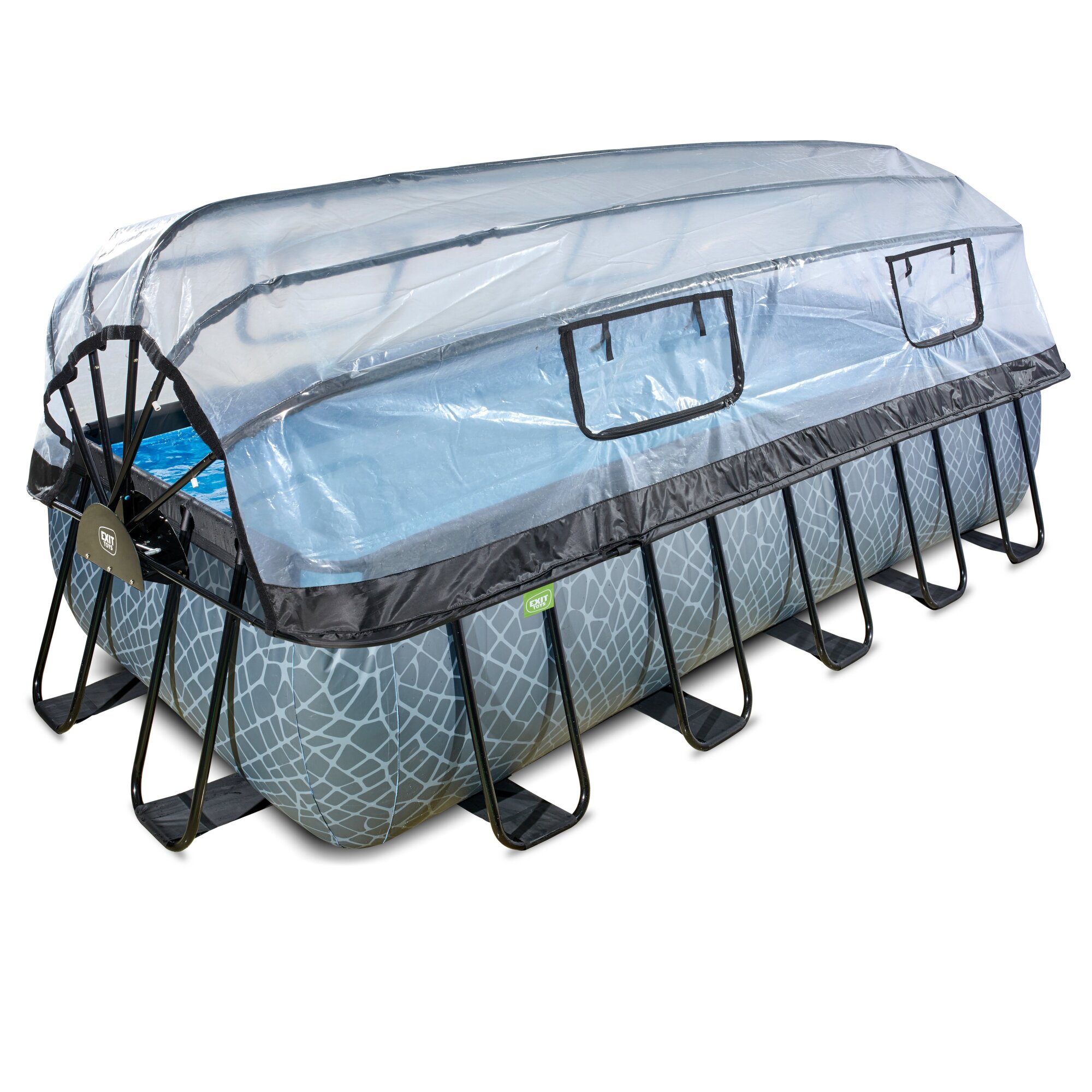 EXIT Stone zwembad 540 x 250 x 122 cm met zandfilterpomp en overkapping