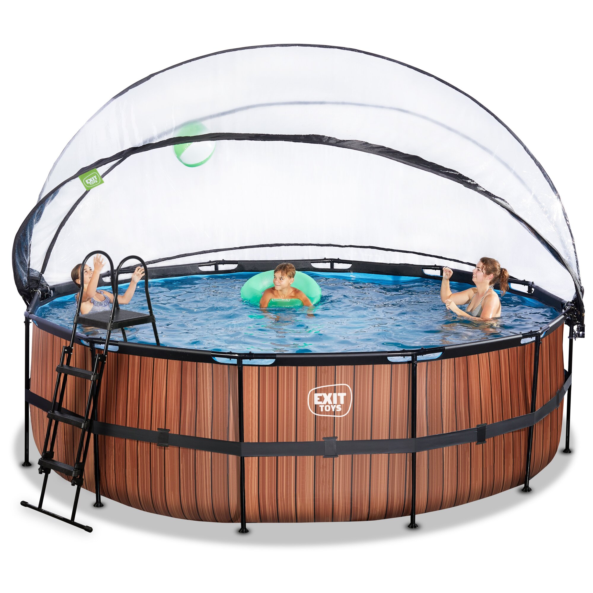 EXIT Wood zwembad Ø 450 x 122 cm met overkapping, zandfilter- en warmtepomp EXIT Wood zwembad Ø 450 x 122 cm met overkapping, zandfilter- en warmtepomp