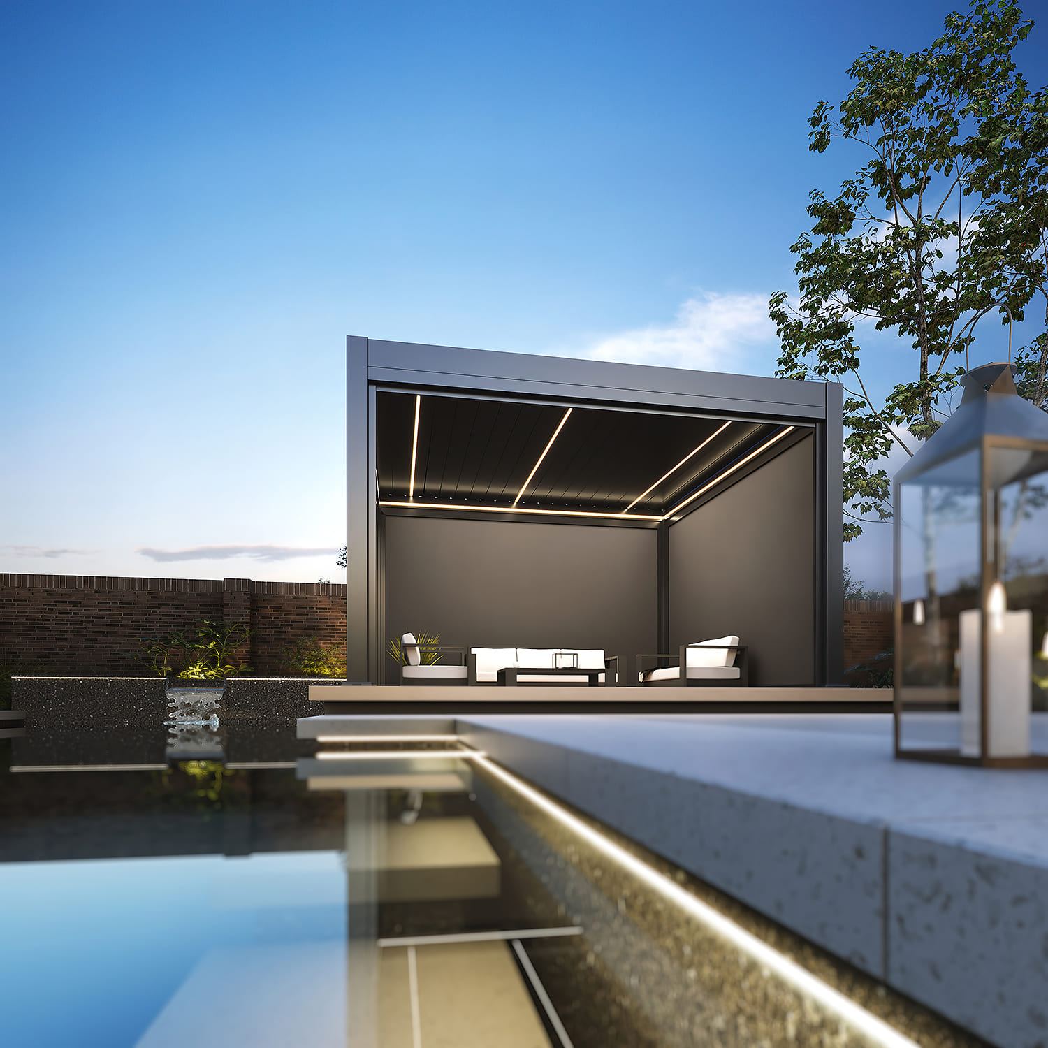 Orion Prestige elektrische overkapping E-LED - 360 x 400 - antraciet - inclusief zonwering en LED verlichting Orion Prestige elektrische overkapping E-LED - 360 x 400 - antraciet - inclusief zonwering en LED verlichting