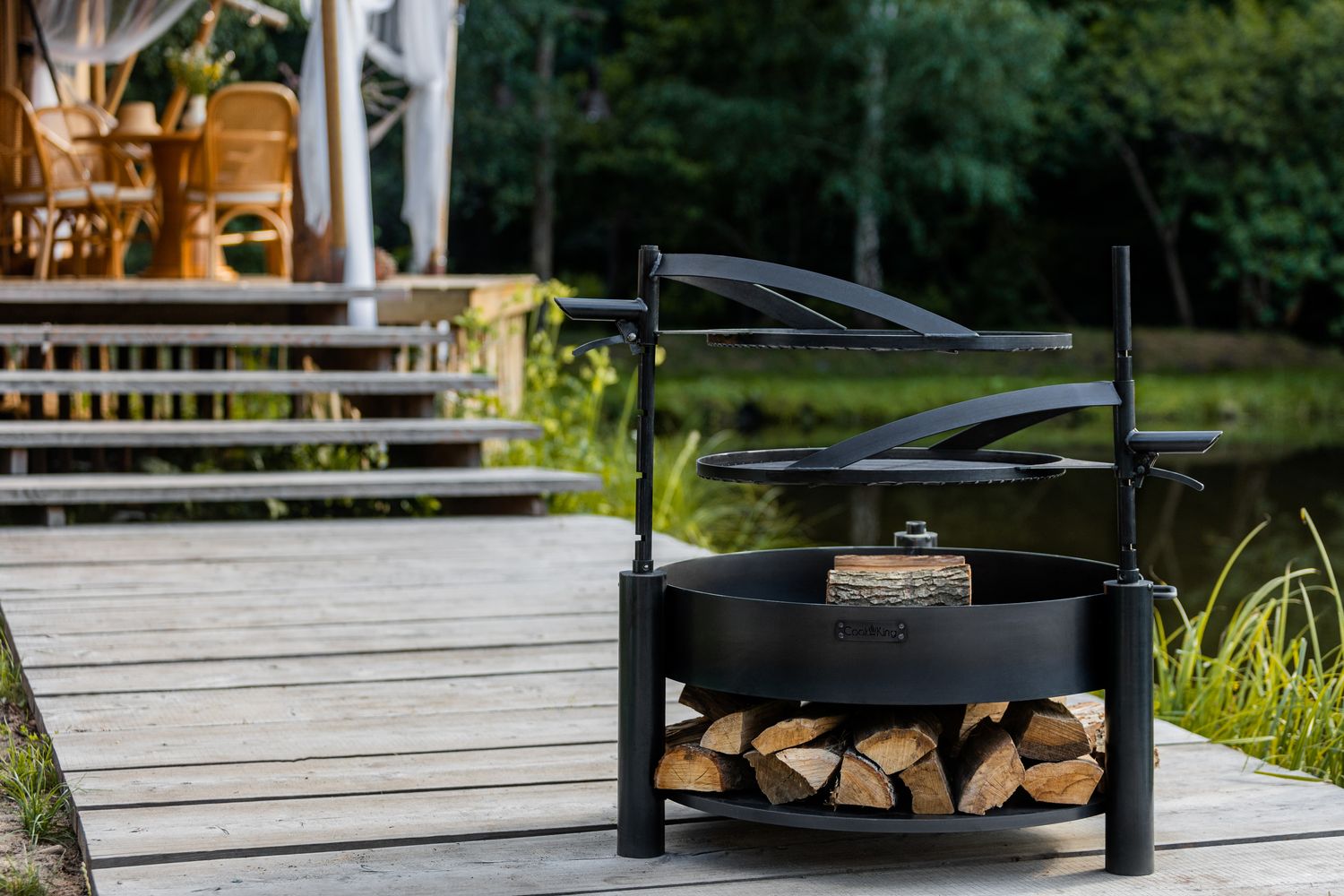 CookKing Montana X vuurschaal Ø80 cm met grillrooster Ø60 cm  - zwart staal