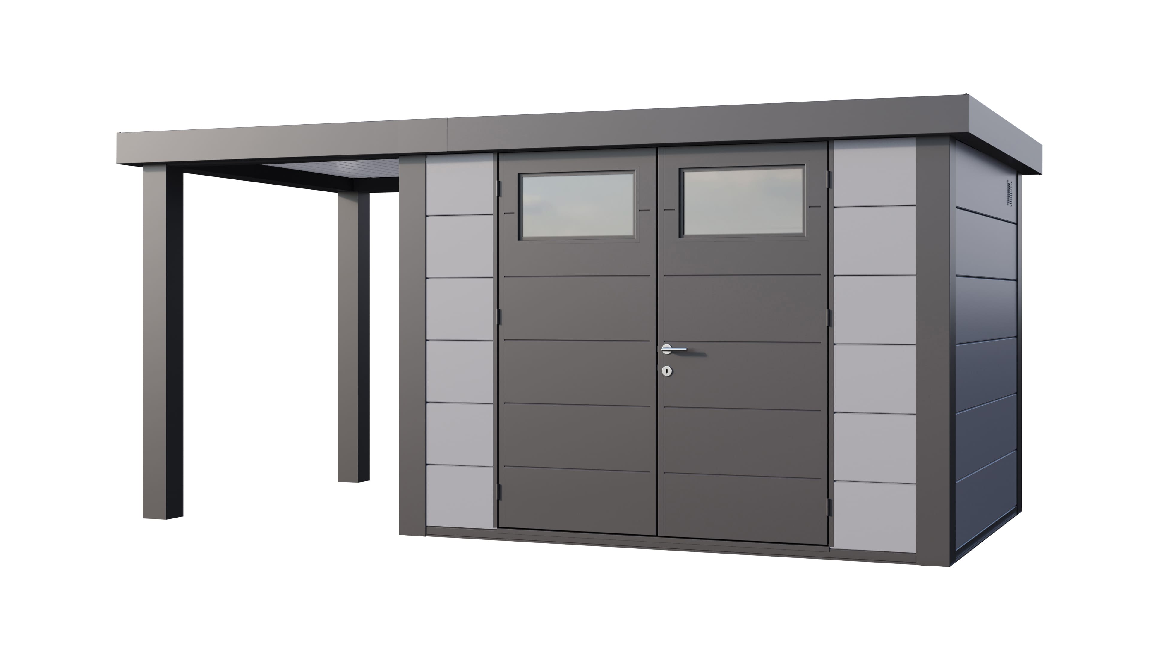 Telluria Classico 3024 tuinhuis inclusief open lounge - 466 x 238 cm - lichtgrijs/antraciet