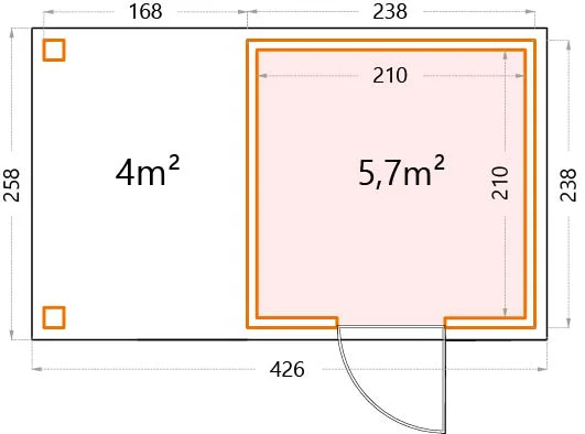 Telluria Classico 2424 tuinhuis inclusief open lounge - 406 x 238 cm - antraciet 
