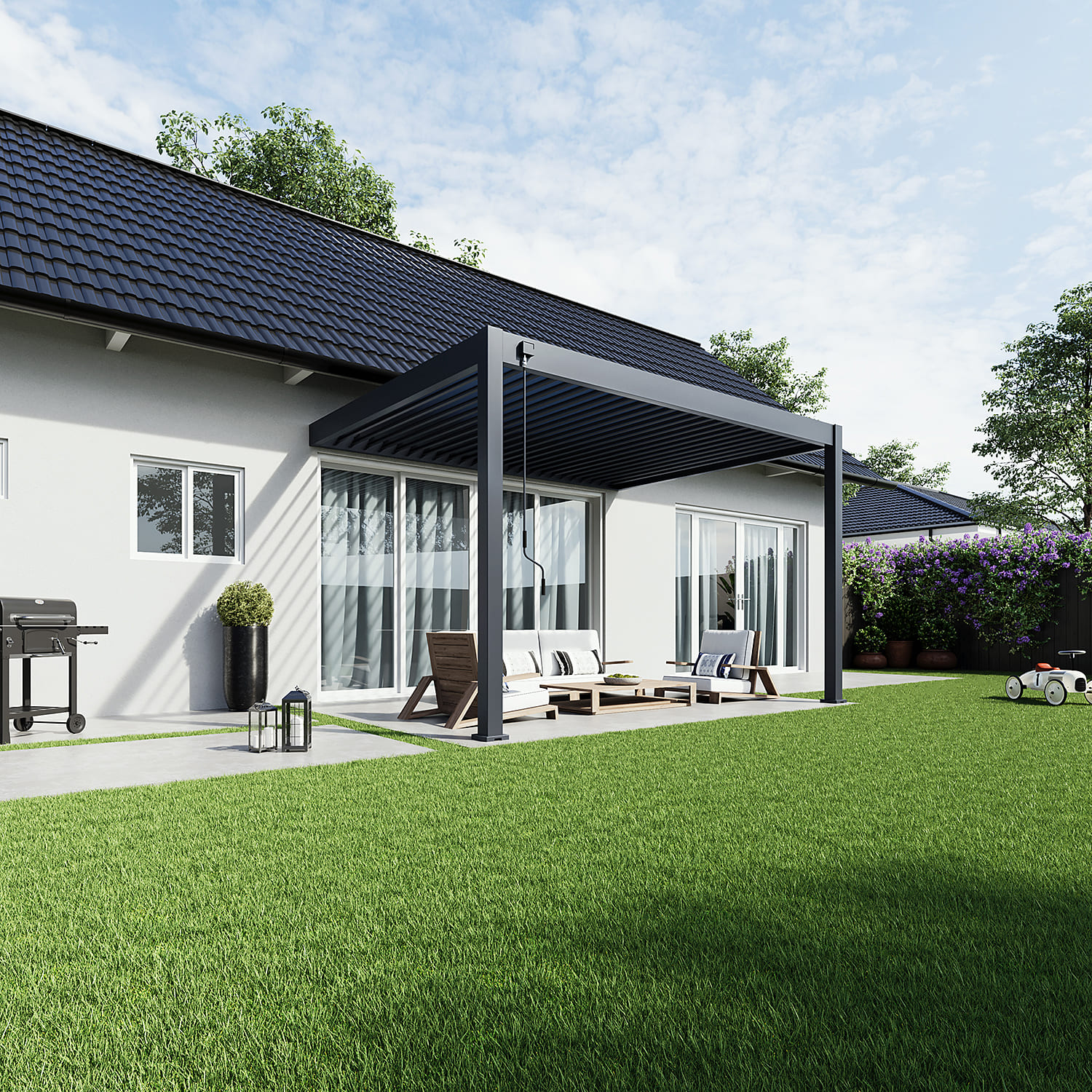 Orion Deluxe overkapping - Muurbevestiging - 300x400 cm - Antraciet