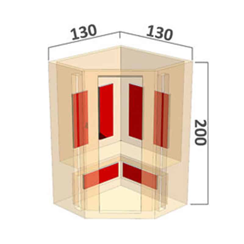 Novum Health Company 5 - Tweepersoons infrarood hoeksauna - met Full Spectrum stralers  Novum Health Company 5 - Tweepersoons infrarood hoeksauna - met Full Spectrum stralers