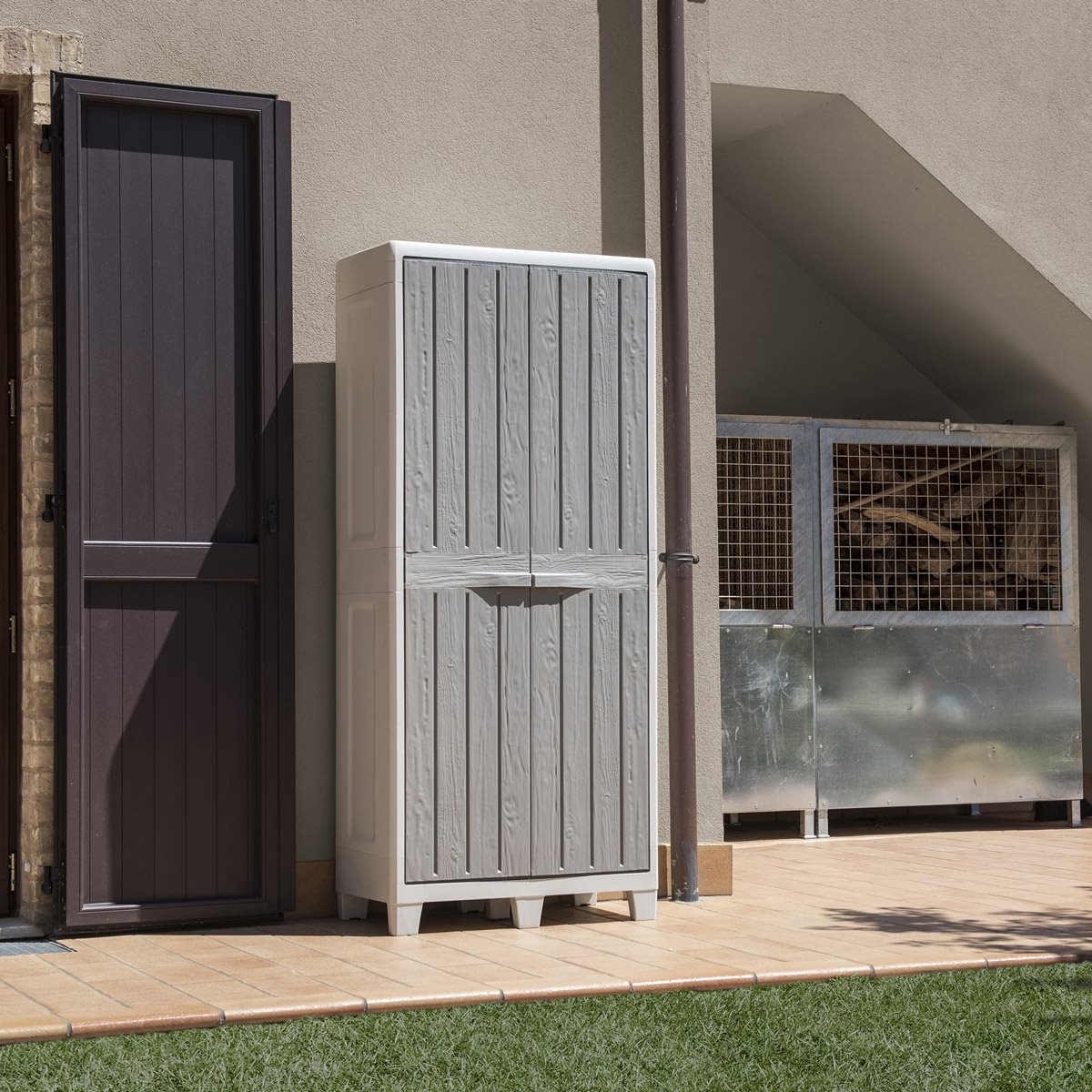 Toomax Florida XL opbergkast hoog - lichtgrijs/donkergrijs