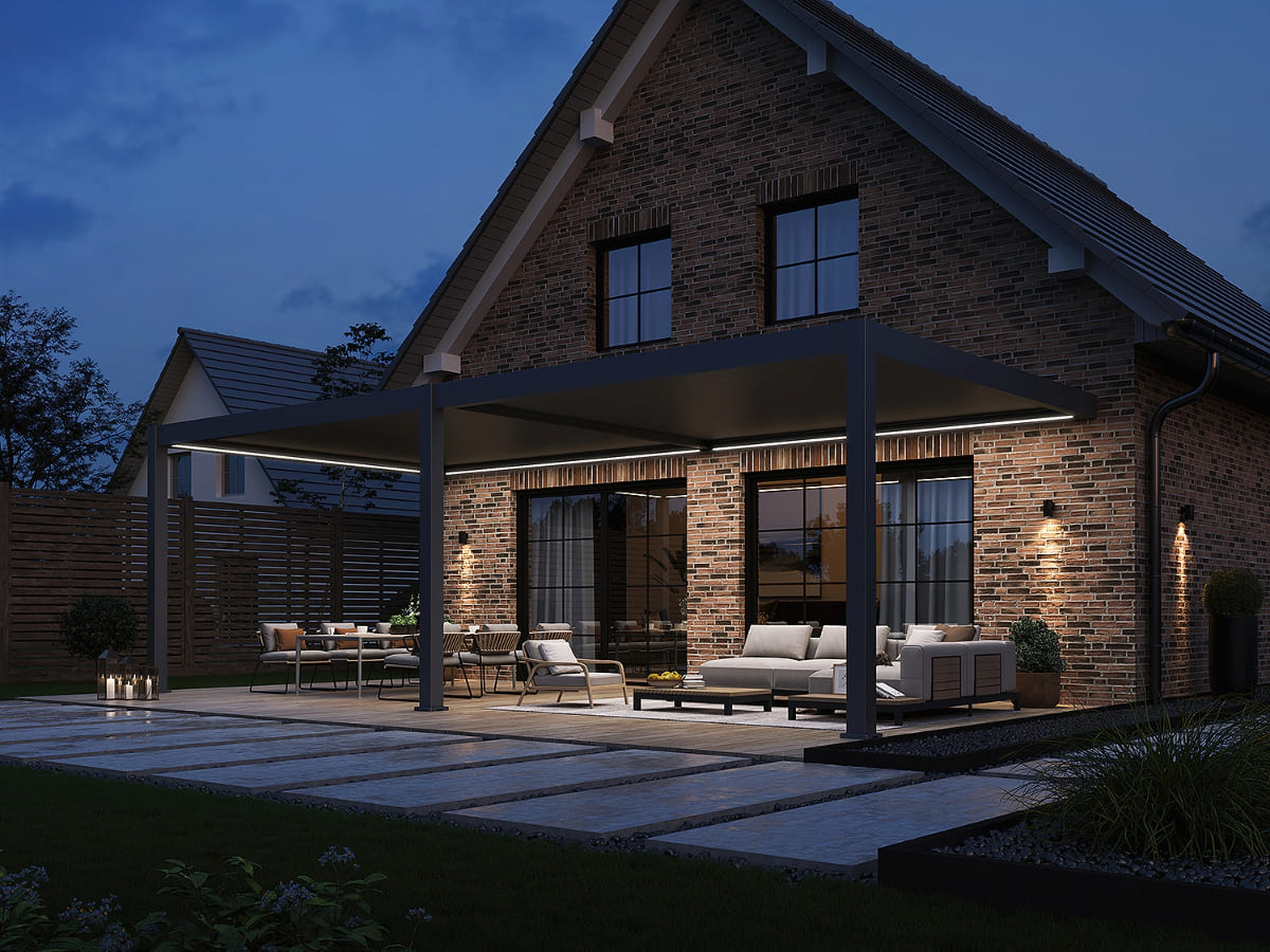 Orion Premium overkapping - E-LED - Muurbevestiging - 400x800 cm - Antraciet 