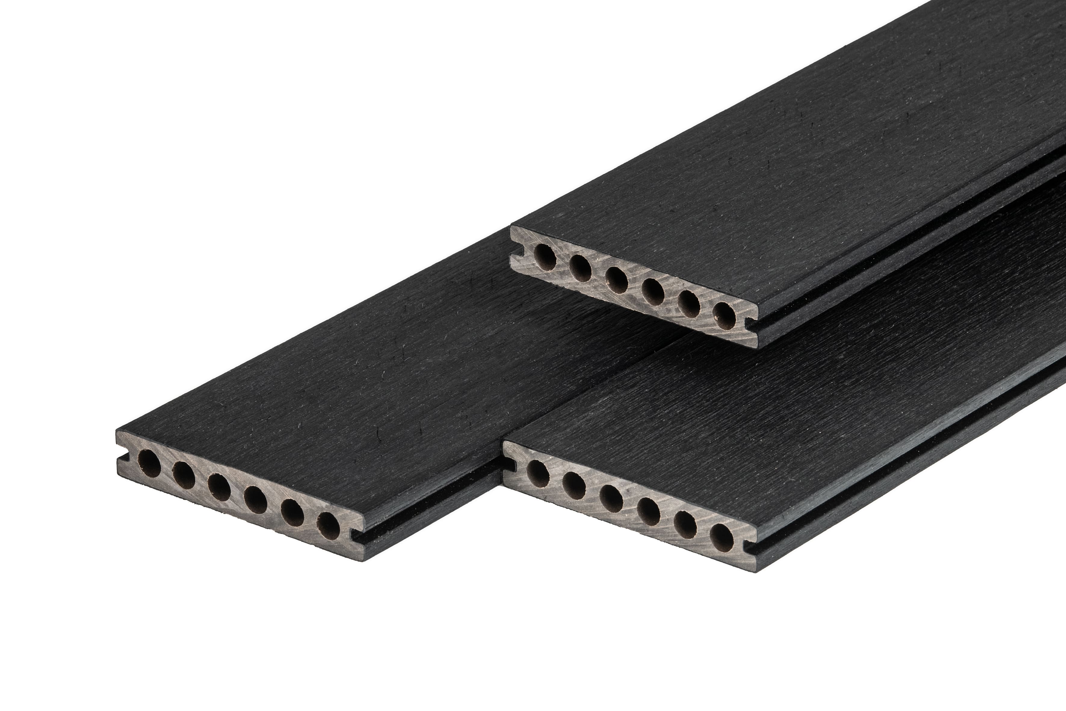 PuraShield vlonderplank composiet - 400 cm - Semi-massief - Voor clips - 13,8 cm breed - Zwart