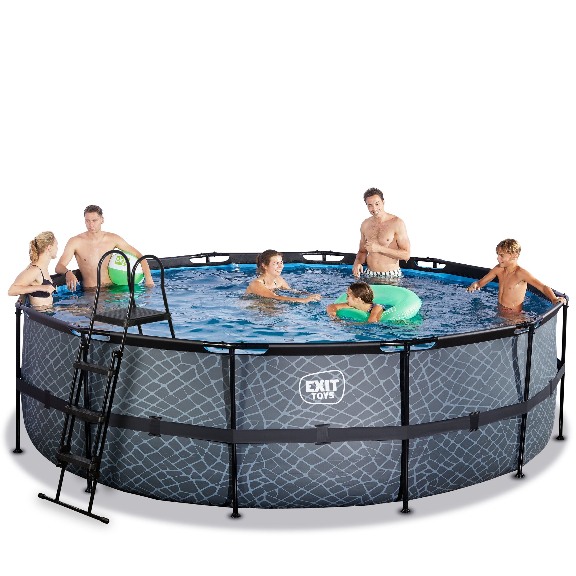 EXIT Stone zwembad Ø 488 x 122 cm met zandfilterpomp en trap