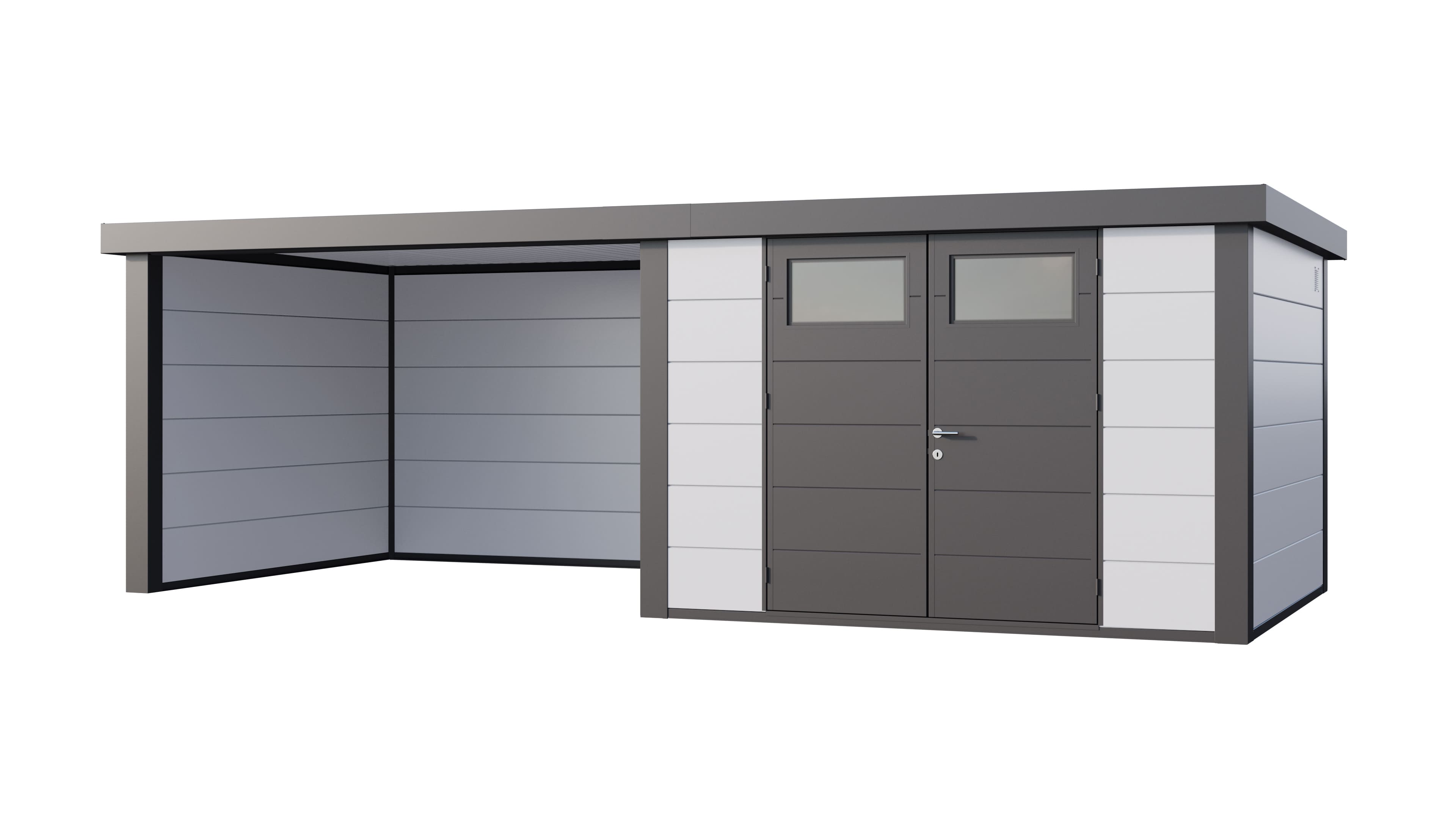 Telluria Classico 3030 tuinhuis inclusief dichte lounge - 642 x 298 cm - wit/antraciet