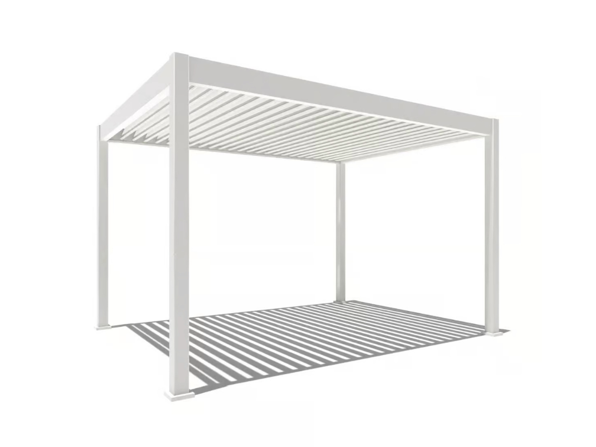 Orion Deluxe overkapping - E-LED - 300x400 cm - Wit - met elektrisch lamellendak en LED 