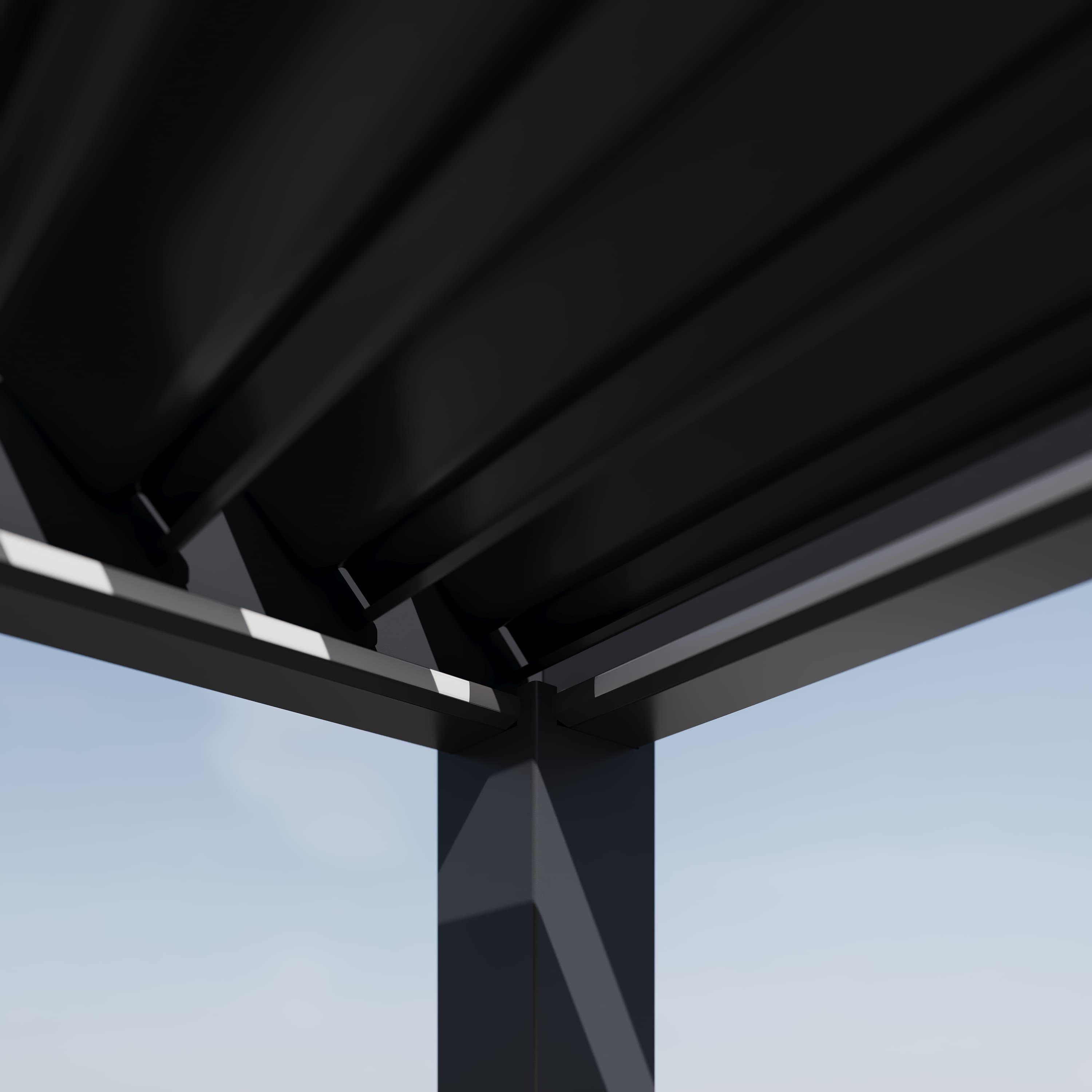 Orion Premium overkapping - E-LED - 400x800 cm - Antraciet - met elektrisch lamellendak en LED 