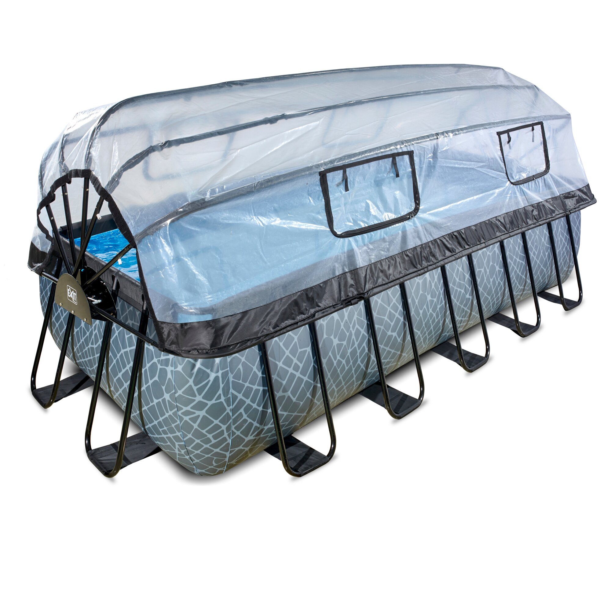 EXIT Stone zwembad 540 x 250 x 122 cm met overkapping, zandfilter- en warmtepomp
