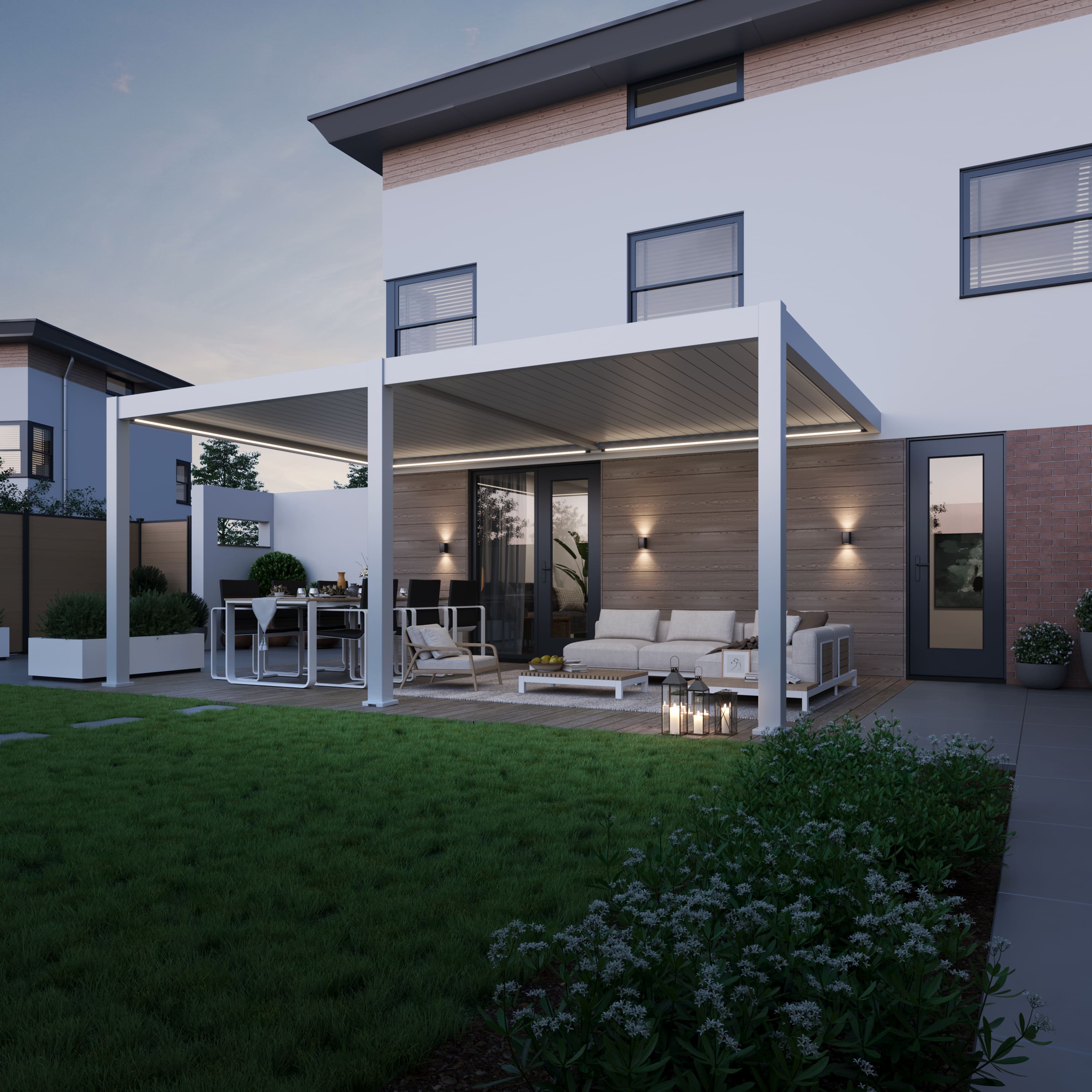 Orion Premium overkapping - E-LED - Muurbevestiging - 400x600 cm - Wit