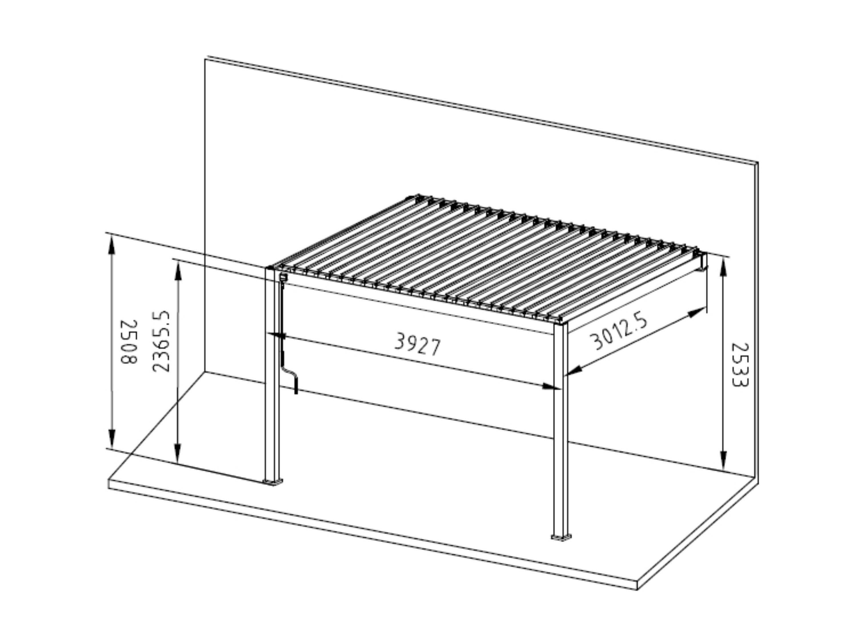 Mirador Classic overkapping muurbevestiging - 300 x 400 cm - antraciet 
