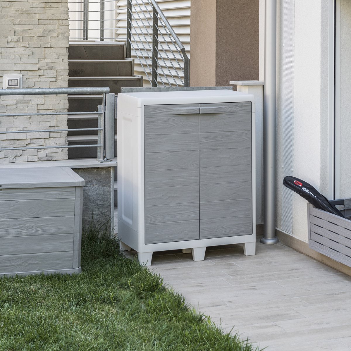 Toomax Woody's XL opbergkast laag - lichtgrijs/donkergrijs