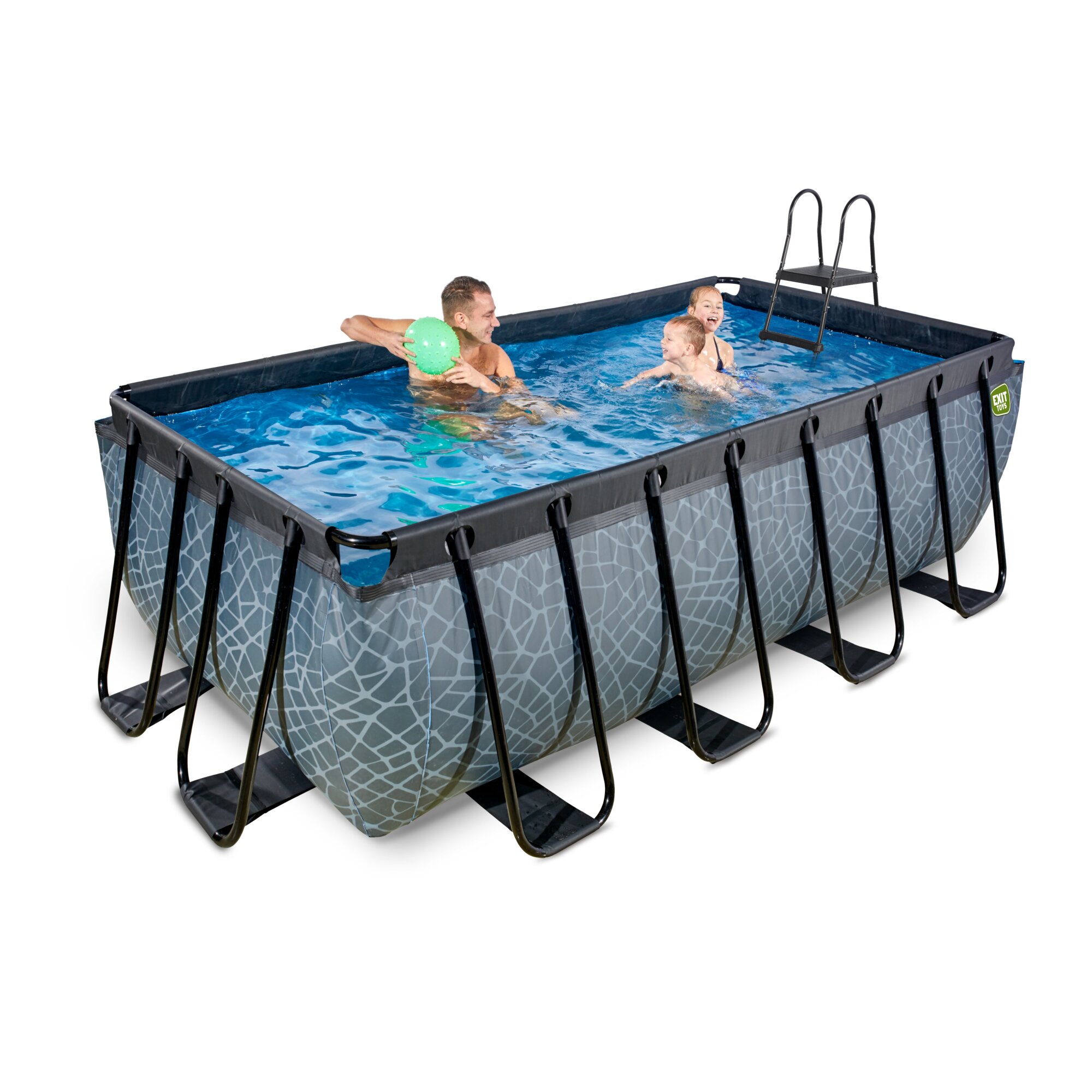 EXIT Stone zwembad 400 x 200 x 122 cm met zandfilterpomp en trap EXIT Stone zwembad 400 x 200 x 122 cm met zandfilterpomp en trap