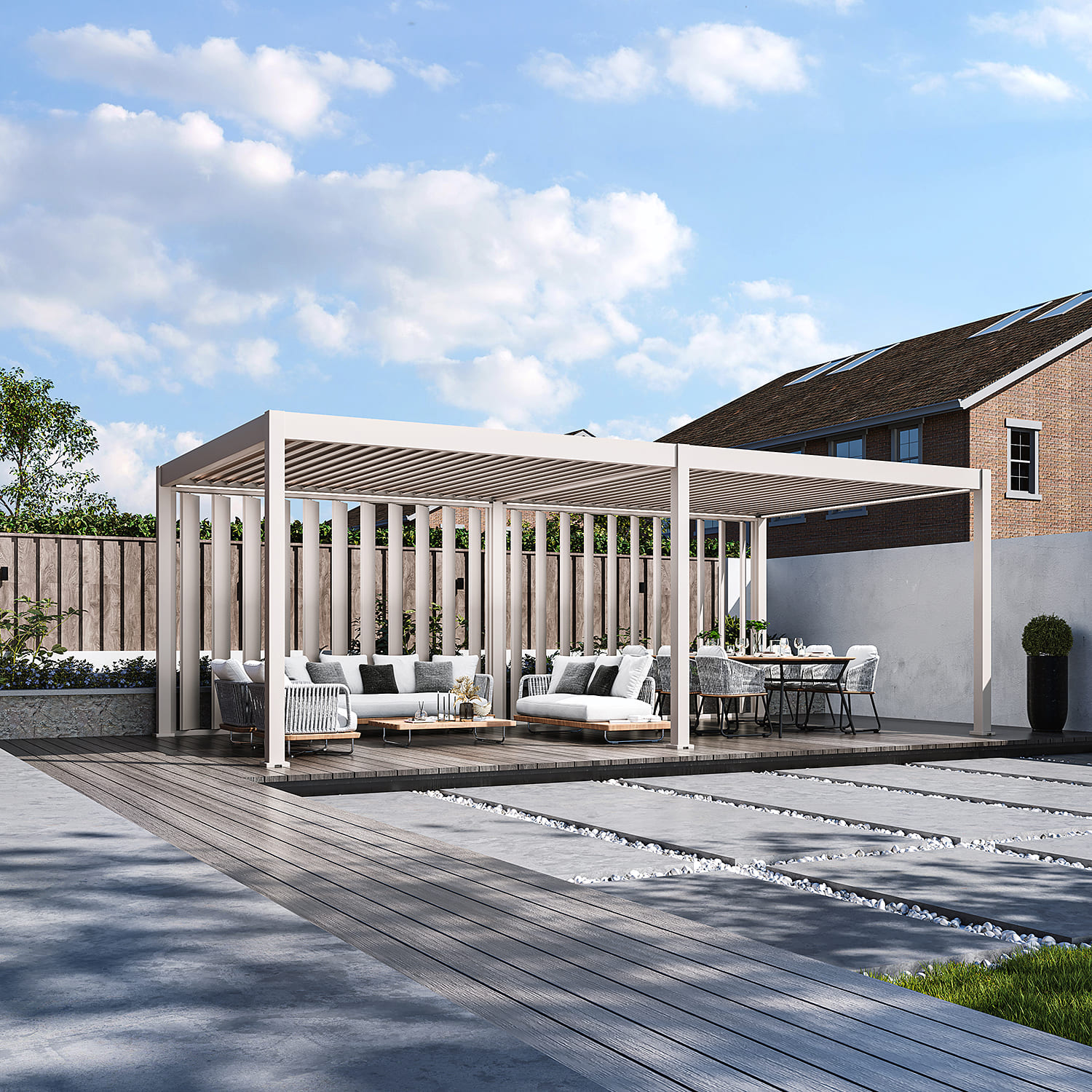 Orion shutterwand - Kantelbaar - Verticaal - Voor 3 meter zijkant - Kiezelgrijs