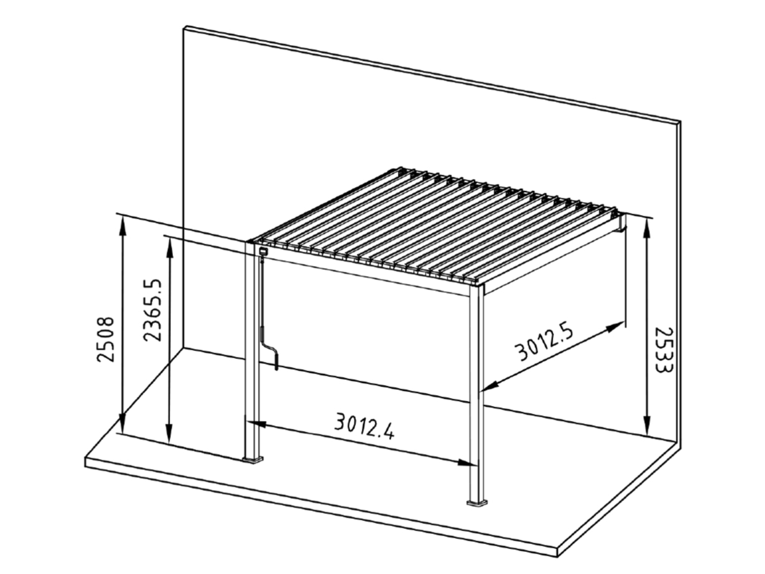 Mirador Classic overkapping muurbevestiging - 300 x 300 cm - antraciet