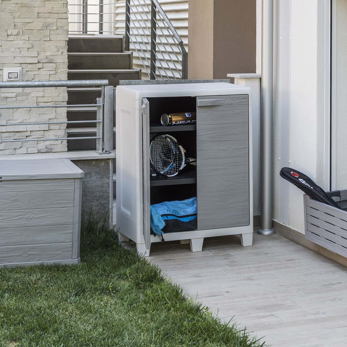 Toomax Woody's XL opbergkast laag - lichtgrijs/donkergrijs