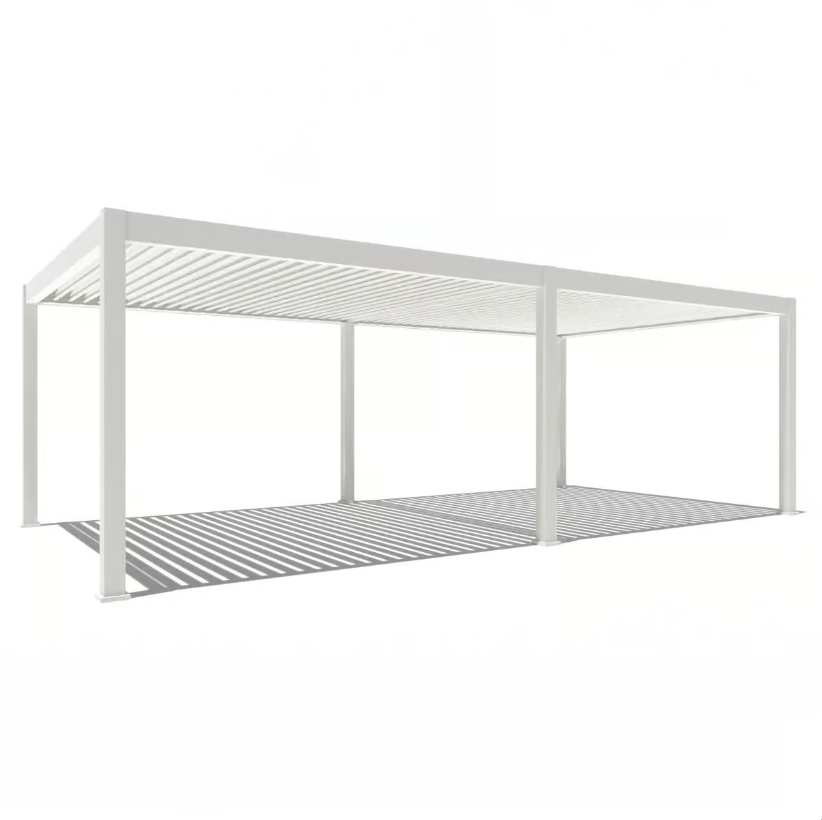 Orion Premium overkapping - E-LED - 400x800 cm - Wit - met elektrisch lamellendak en LED 