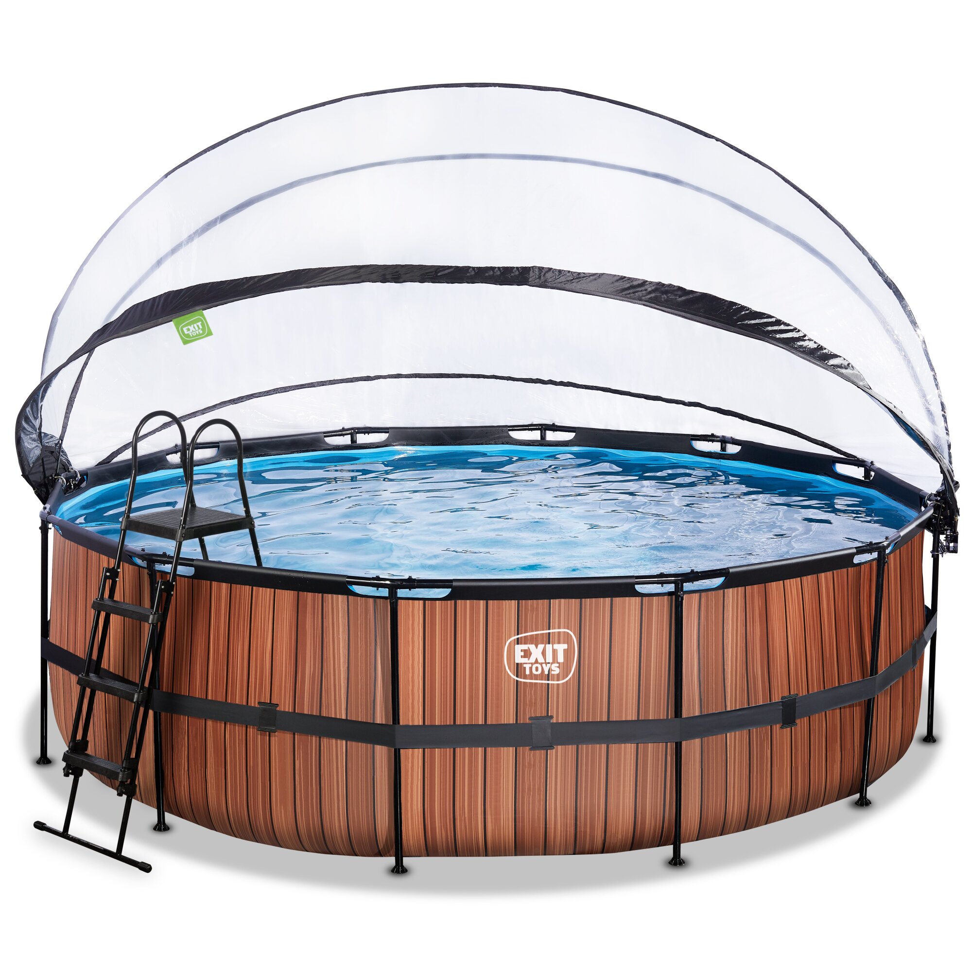 EXIT Wood zwembad Ø 450 x 122 cm met overkapping, zandfilter- en warmtepomp EXIT Wood zwembad Ø 450 x 122 cm met overkapping, zandfilter- en warmtepomp