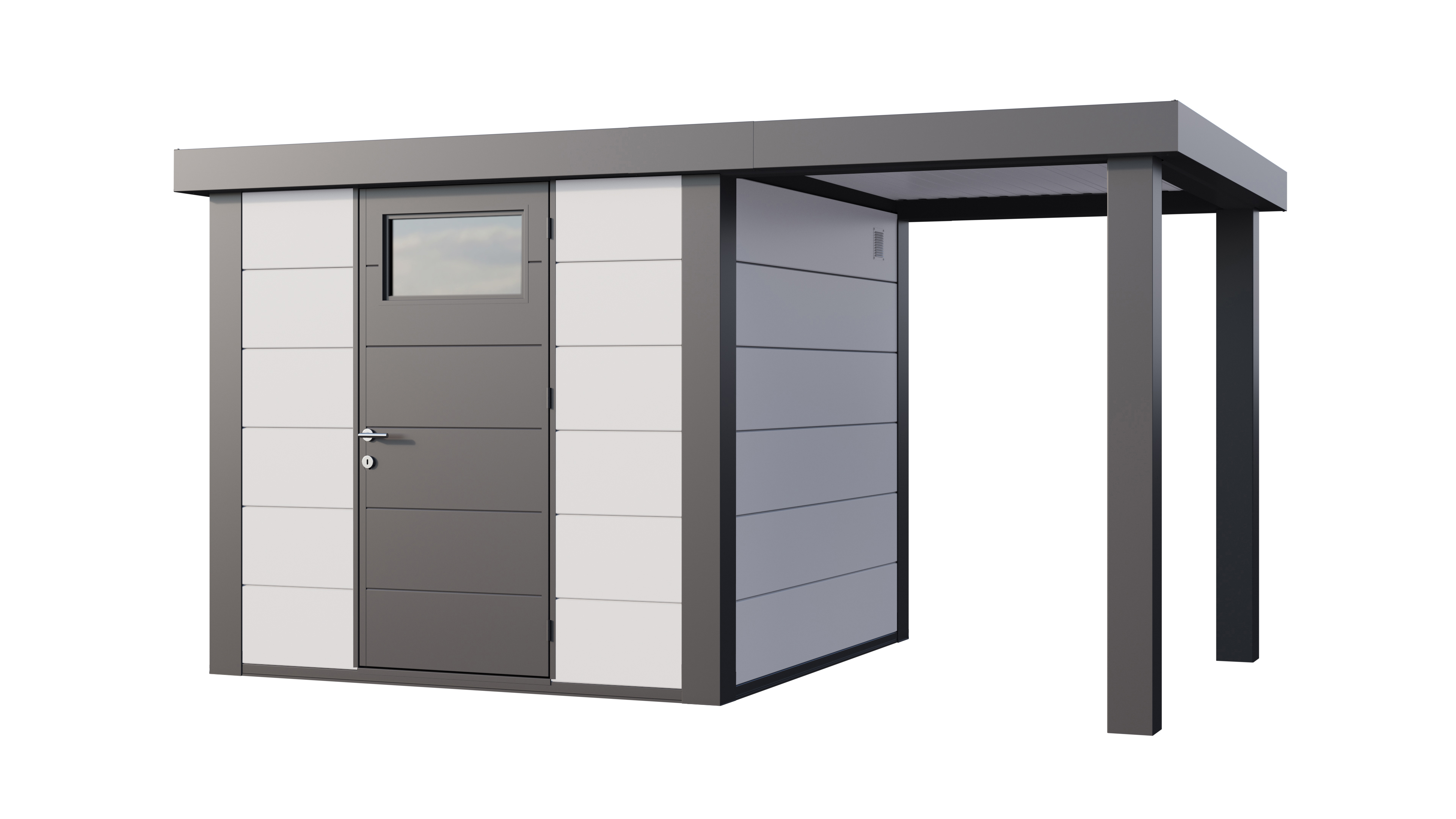 Telluria Classico 2424 tuinhuis inclusief open lounge - 406 x 238 cm - wit/antraciet