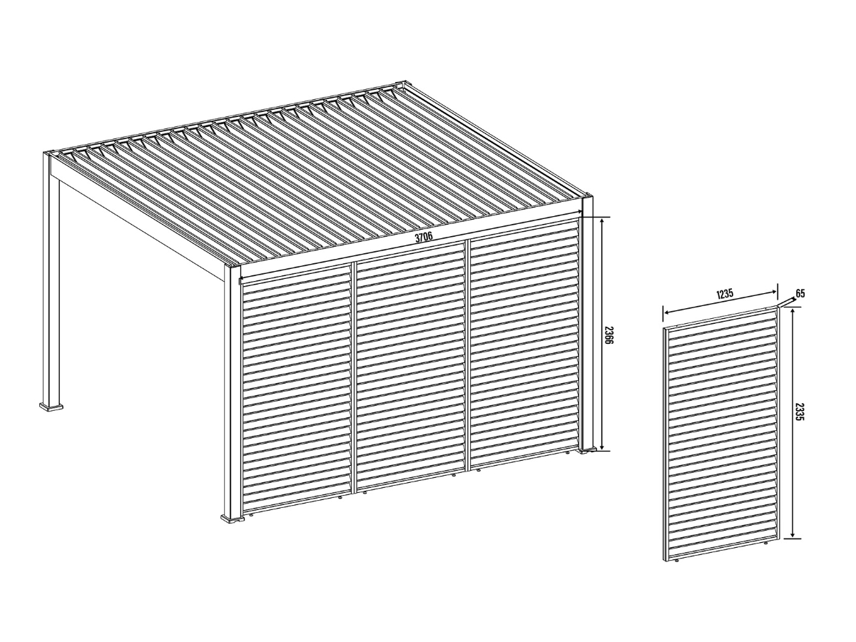 Orion shutterpaneel - Vast - Horizontaal - 123 cm - Voor 4 meter zijkant - Antraciet/Wood 
