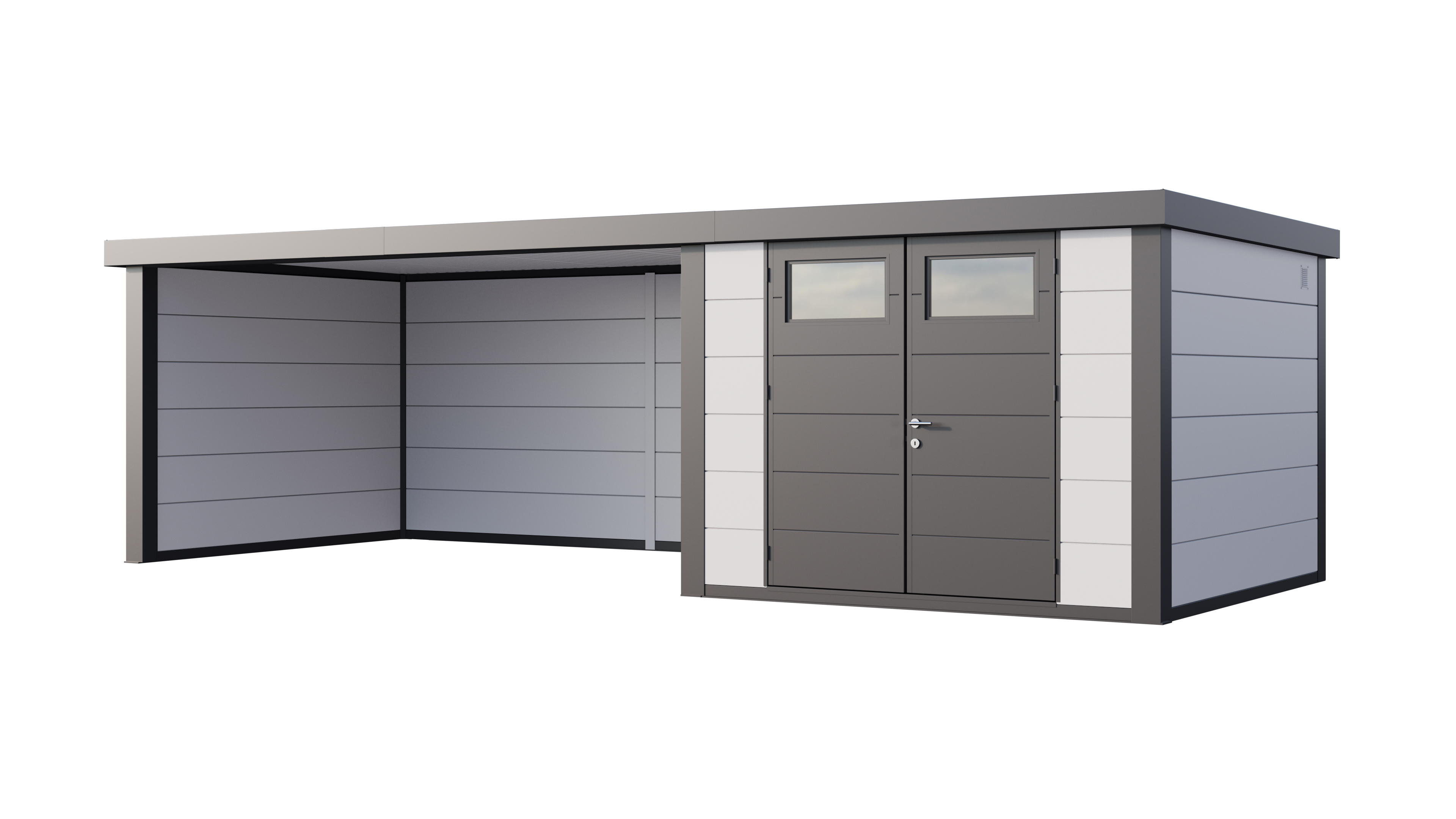 Telluria Classico 3330 tuinhuis - Inclusief dichte lounge links - 792 x 298 cm - wit/antraciet 